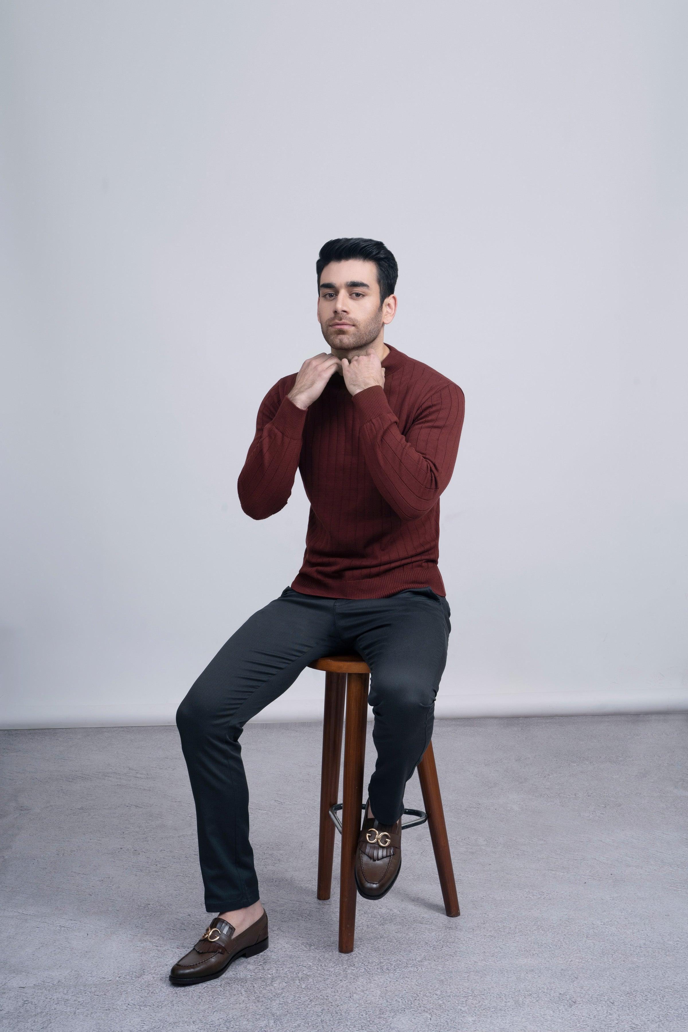 MOCK NECK SWEATER F/S RUST at Charcoal Clothing