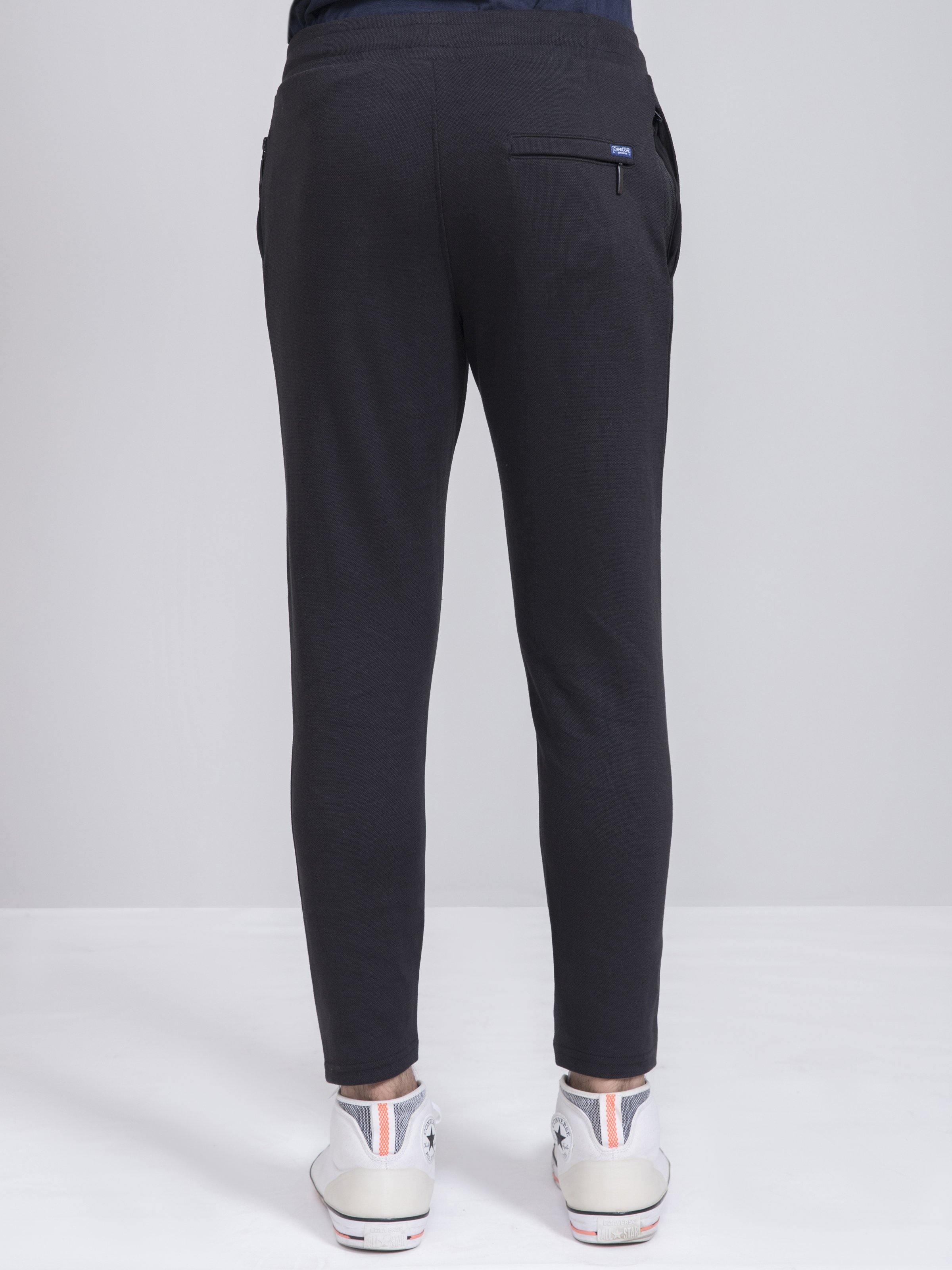 PIQUE INTERLOCK BLACK TROUSER at Charcoal Clothing