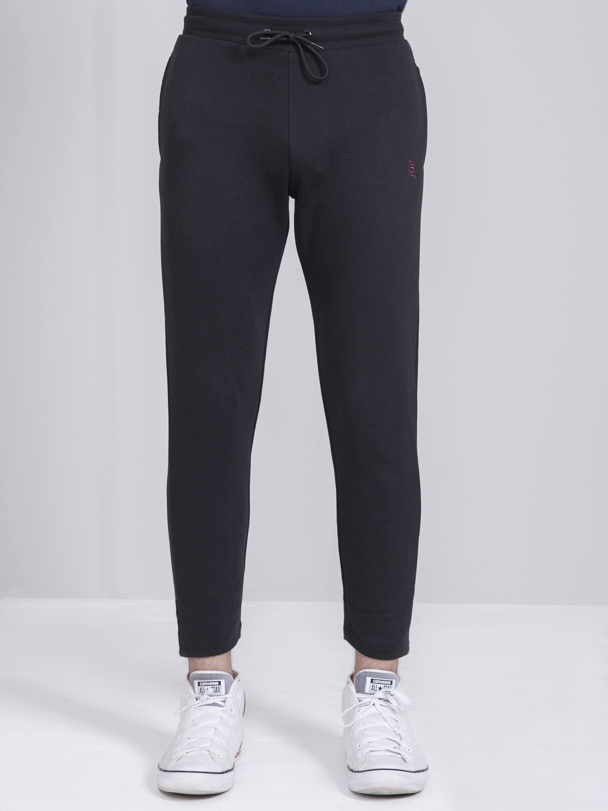 PIQUE INTERLOCK BLACK TROUSER at Charcoal Clothing