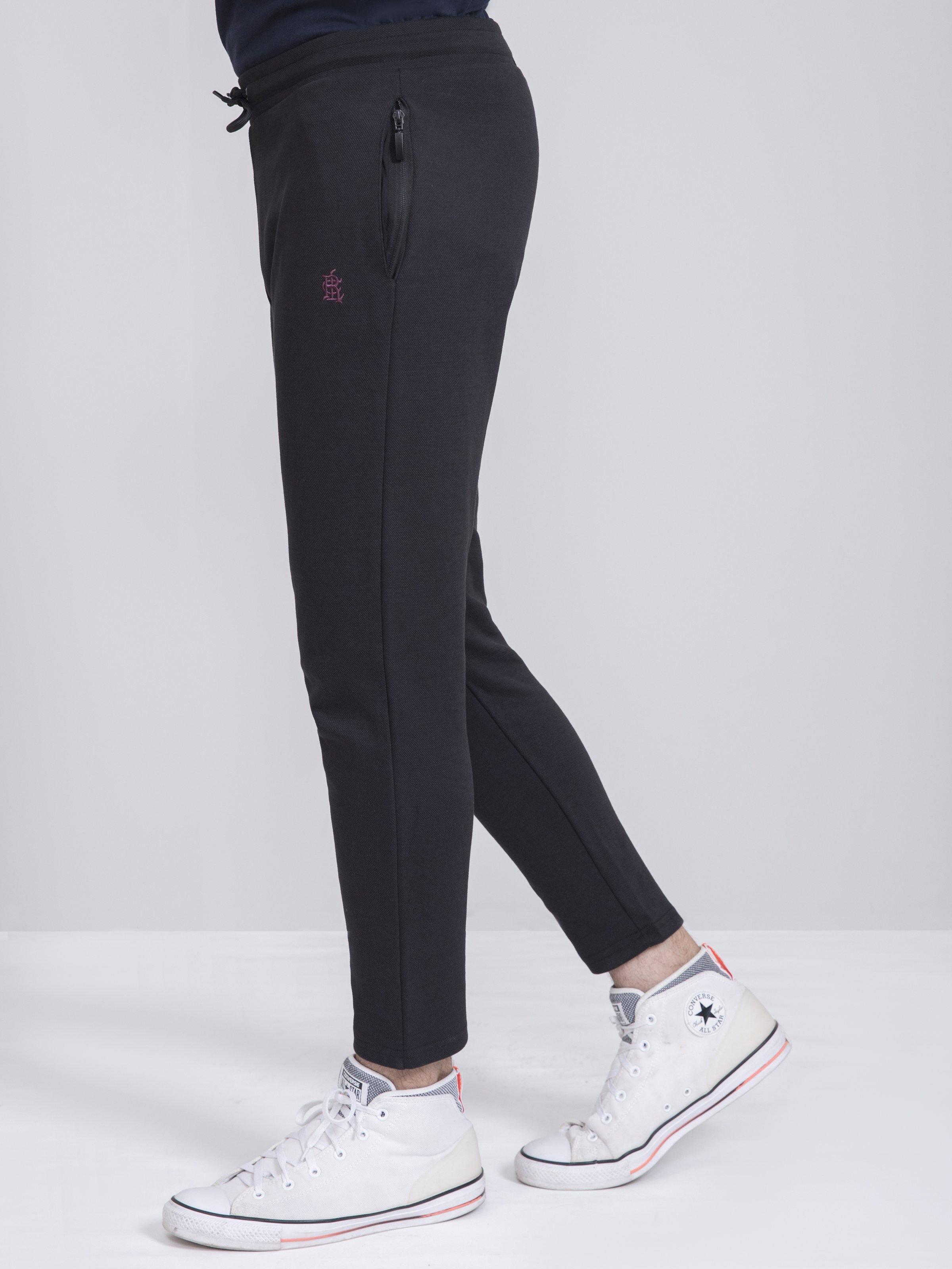 PIQUE INTERLOCK BLACK TROUSER at Charcoal Clothing