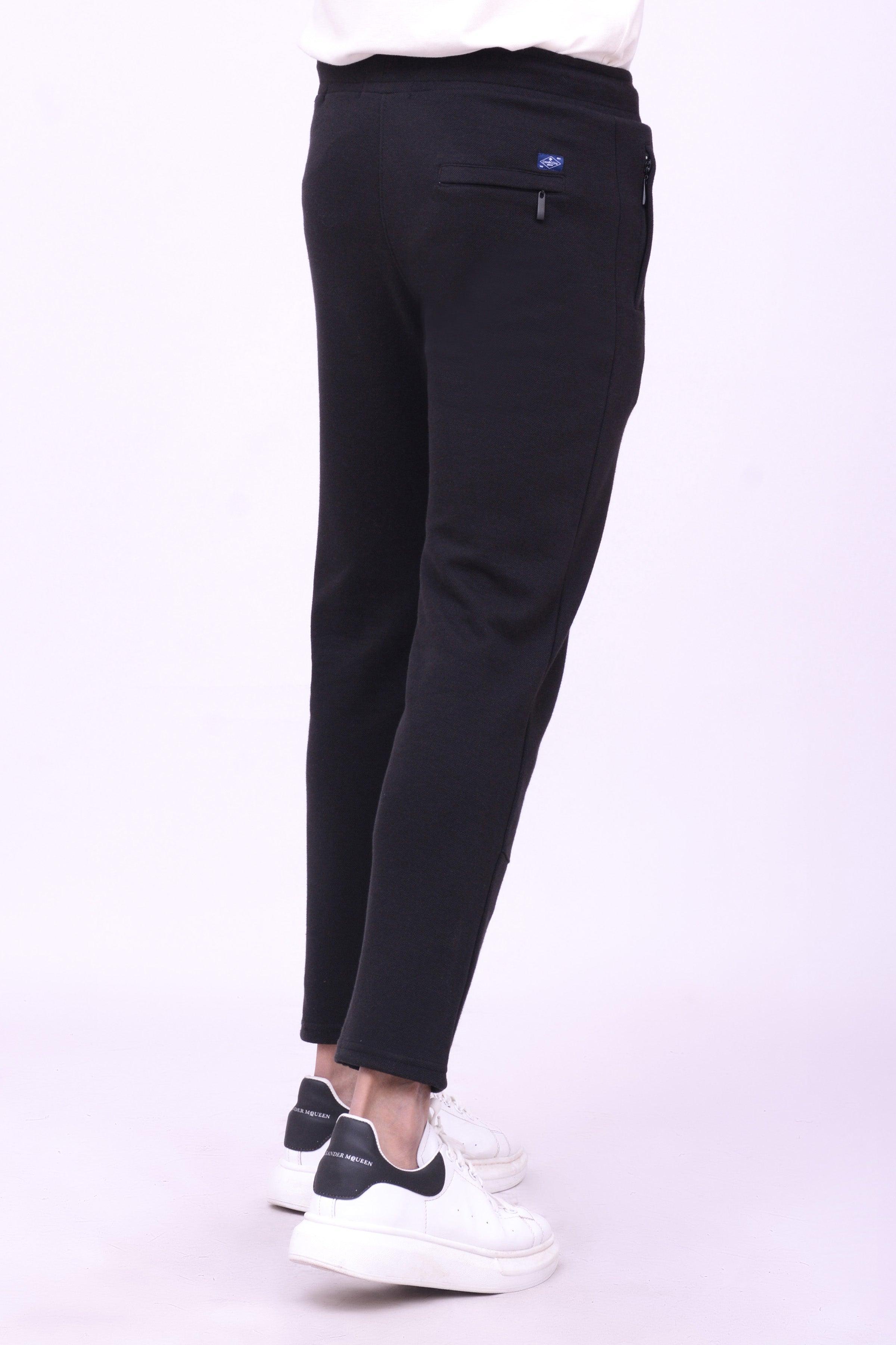 PIQUE INTERLOCK TROUSER BLACK at Charcoal Clothing