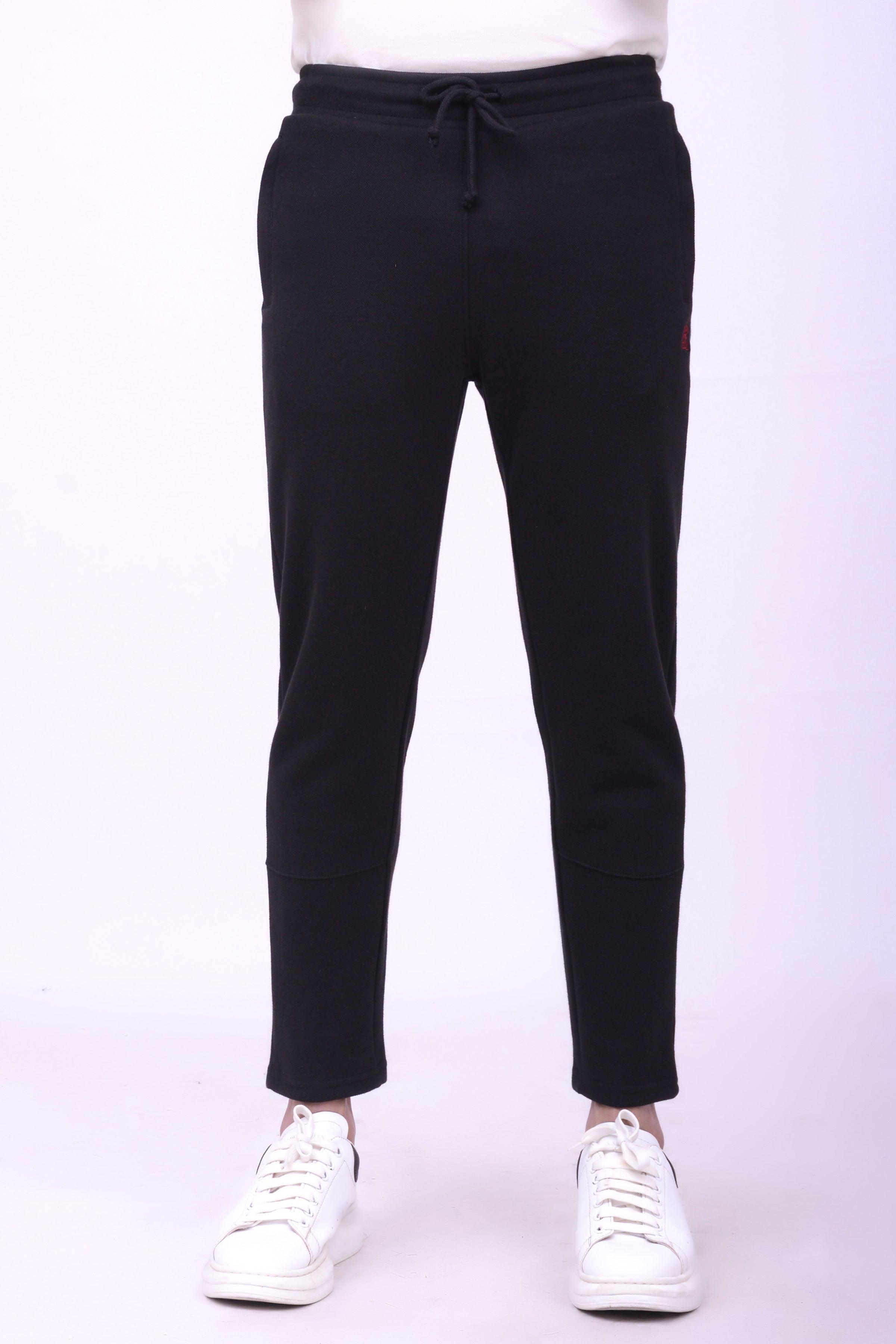 PIQUE INTERLOCK TROUSER BLACK at Charcoal Clothing