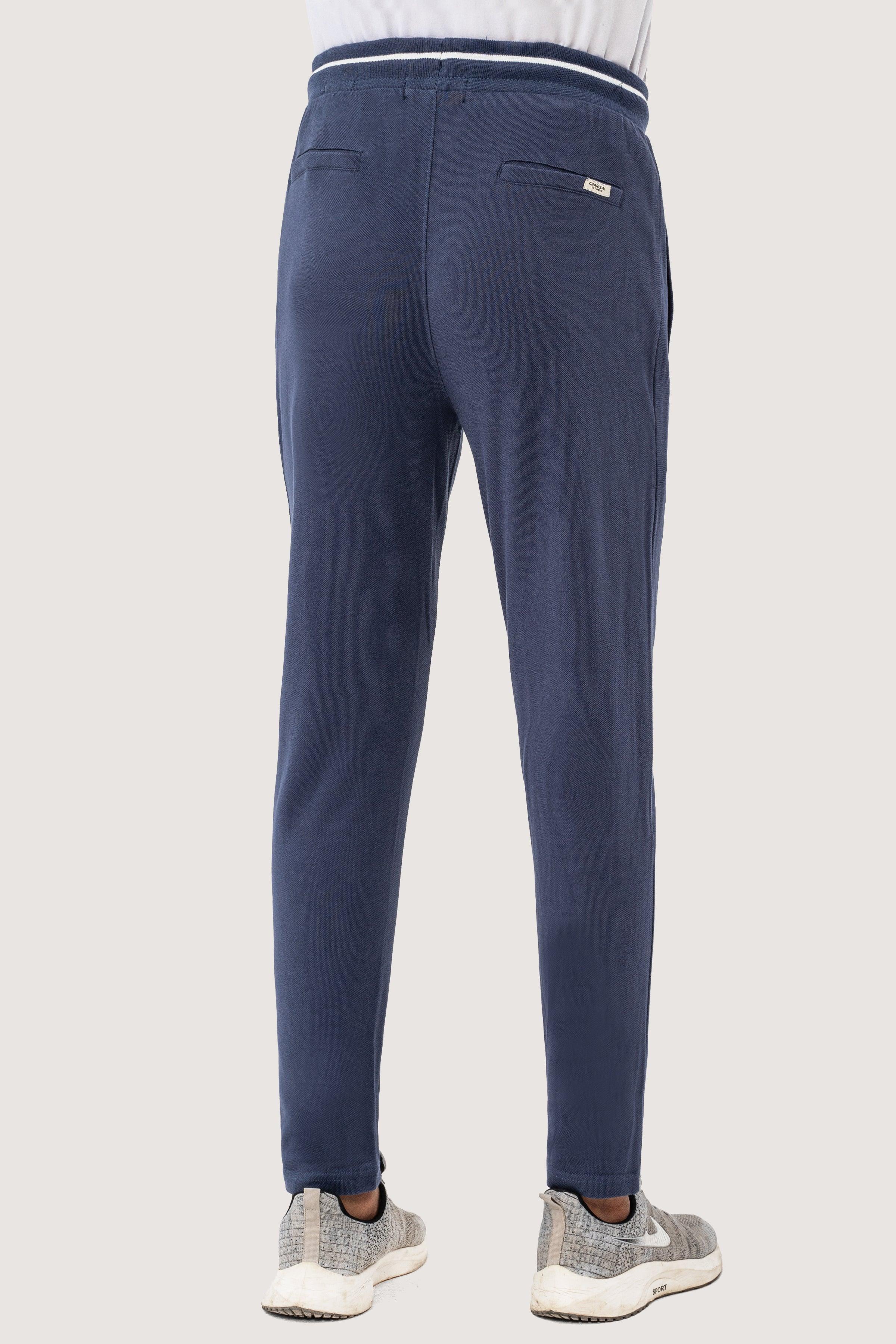 PIQUE INTERLOCK TROUSER DARK BLUE at Charcoal Clothing