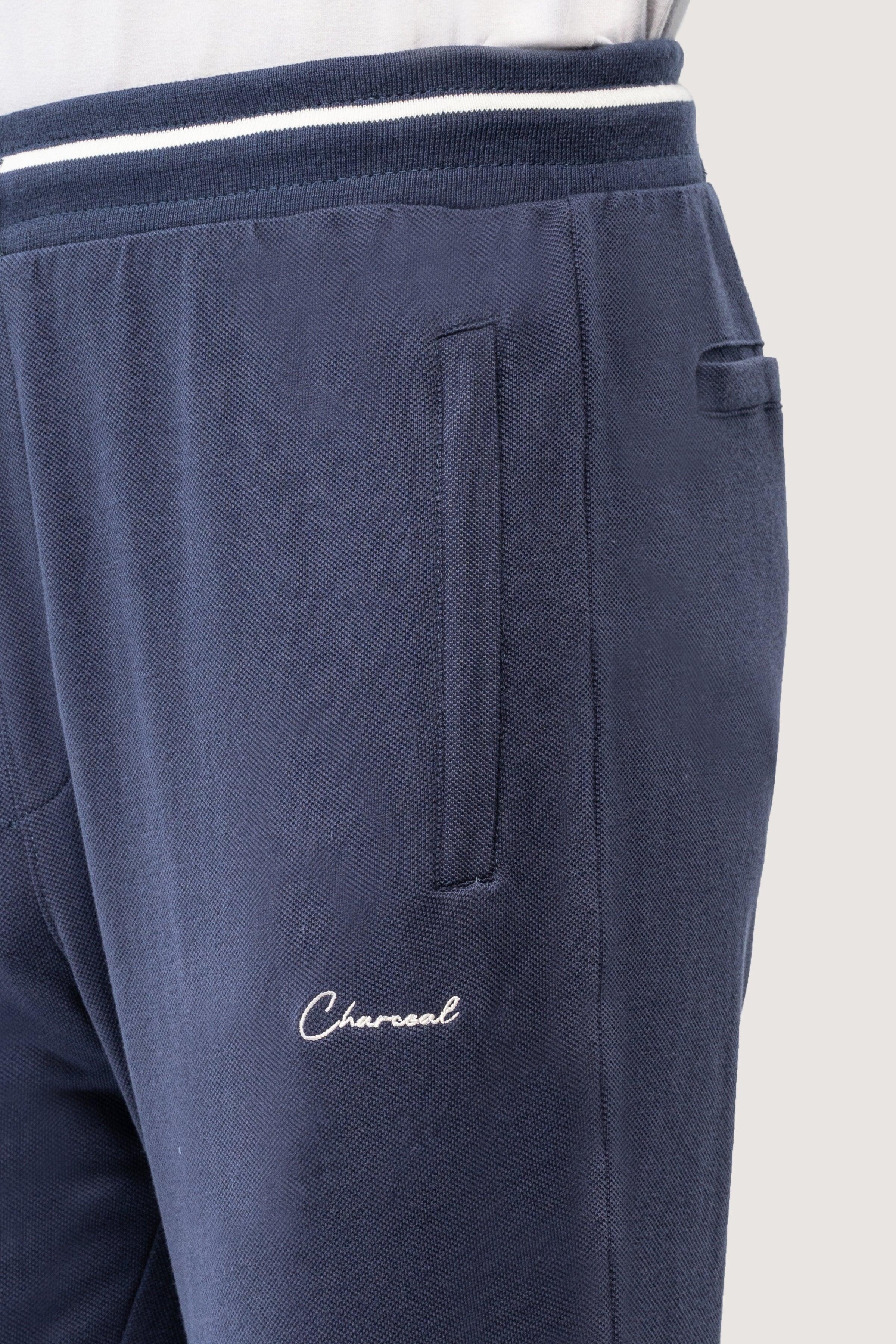 PIQUE INTERLOCK TROUSER DARK BLUE at Charcoal Clothing