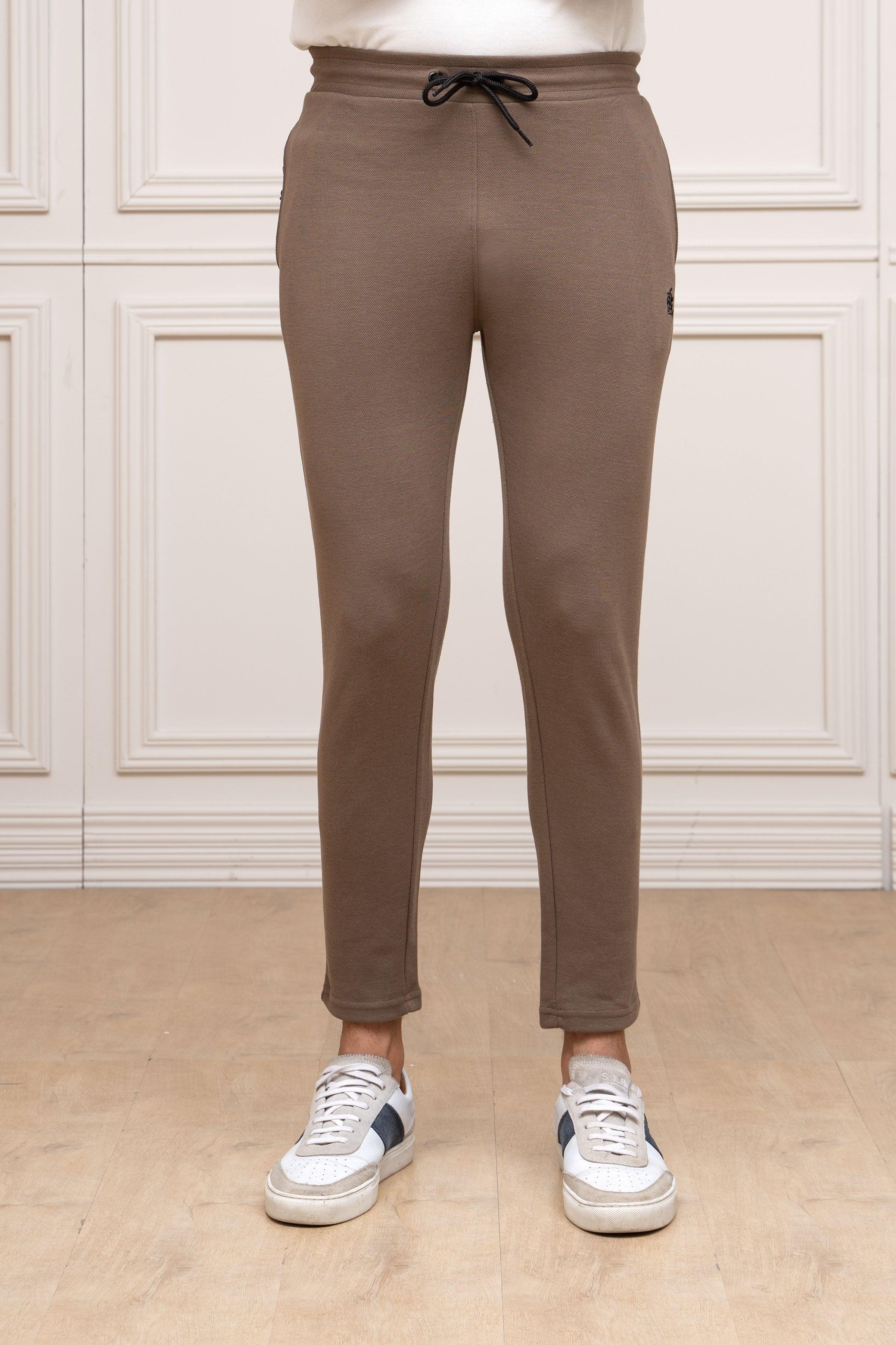 PIQUE INTERLOCK TROUSER DARK KHAKI at Charcoal Clothing