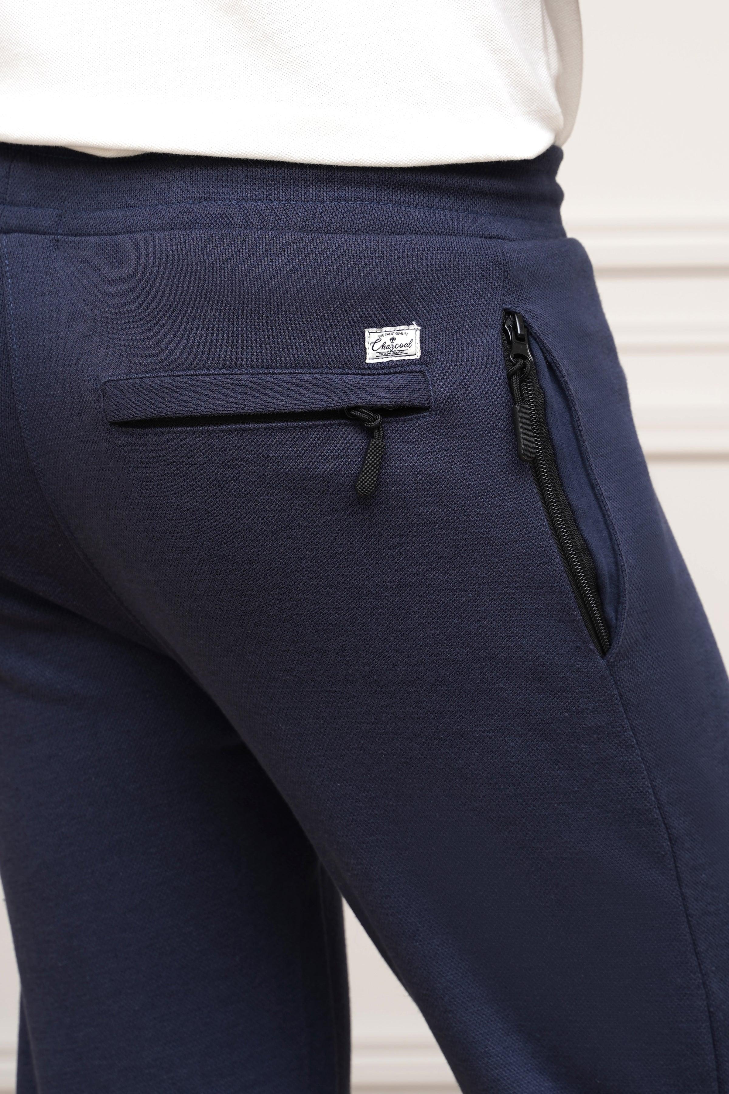PIQUE INTERLOCK TROUSER DARK NAVY at Charcoal Clothing