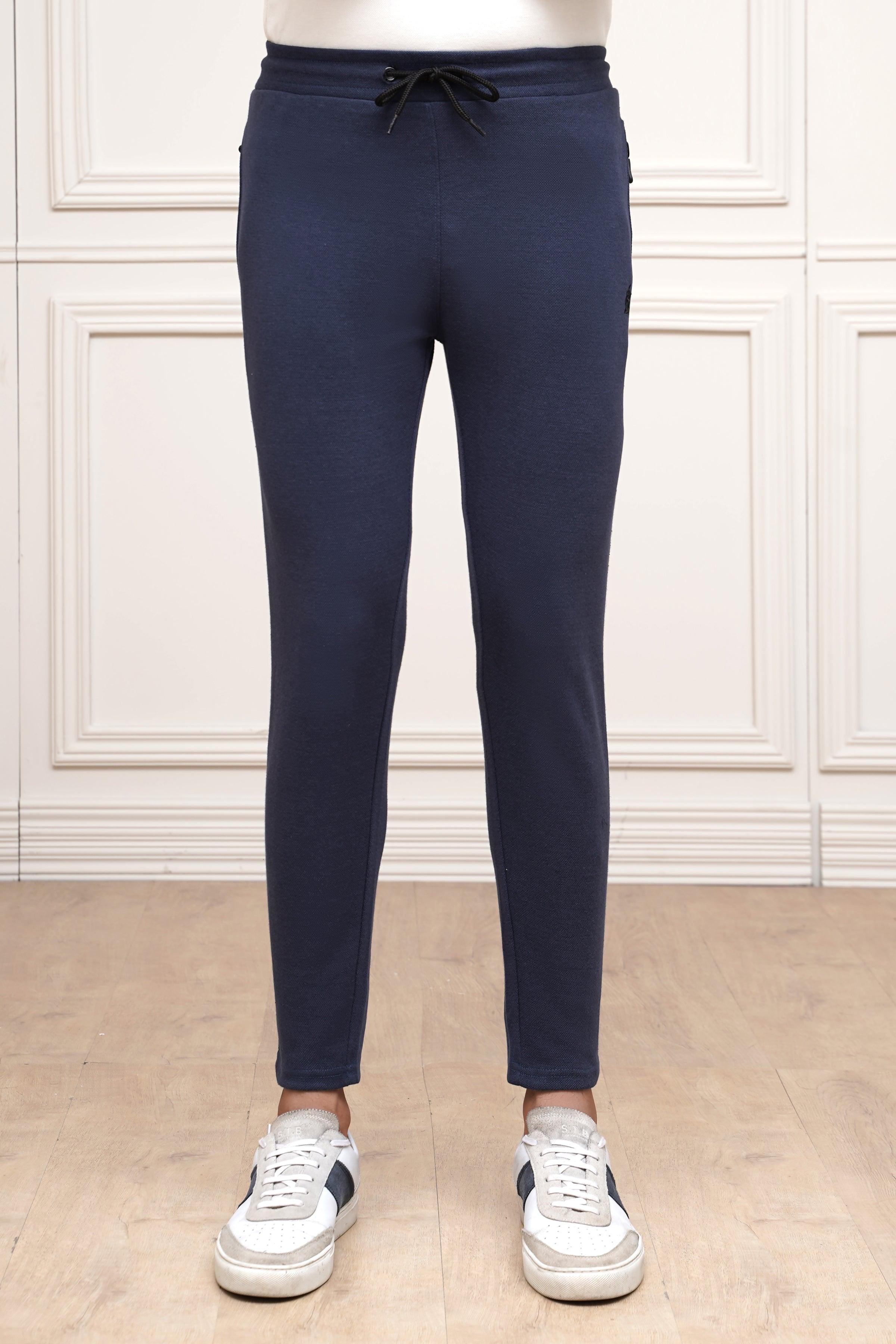 PIQUE INTERLOCK TROUSER DARK NAVY at Charcoal Clothing