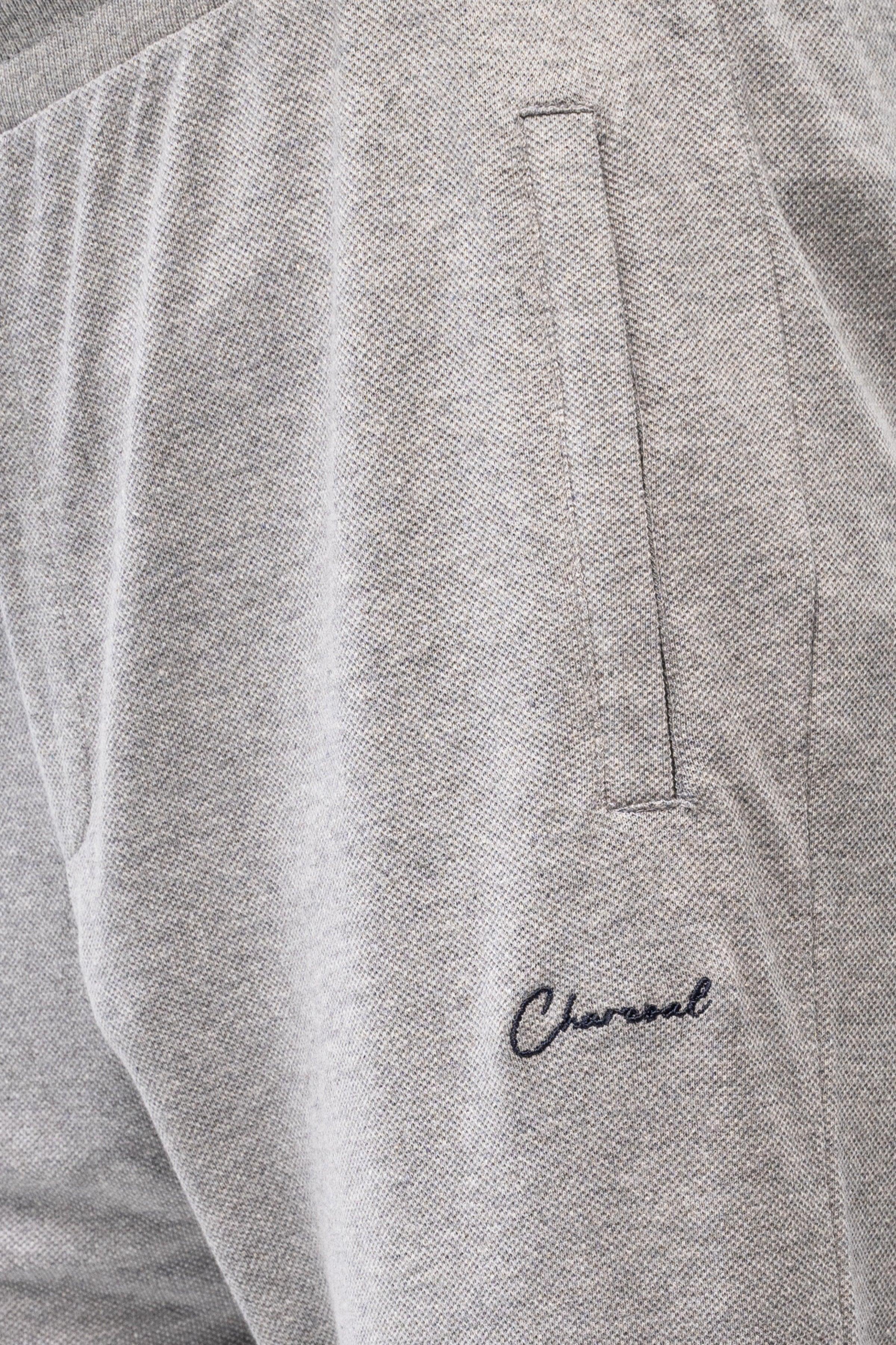 PIQUE INTERLOCK TROUSER GREY MELANGE at Charcoal Clothing