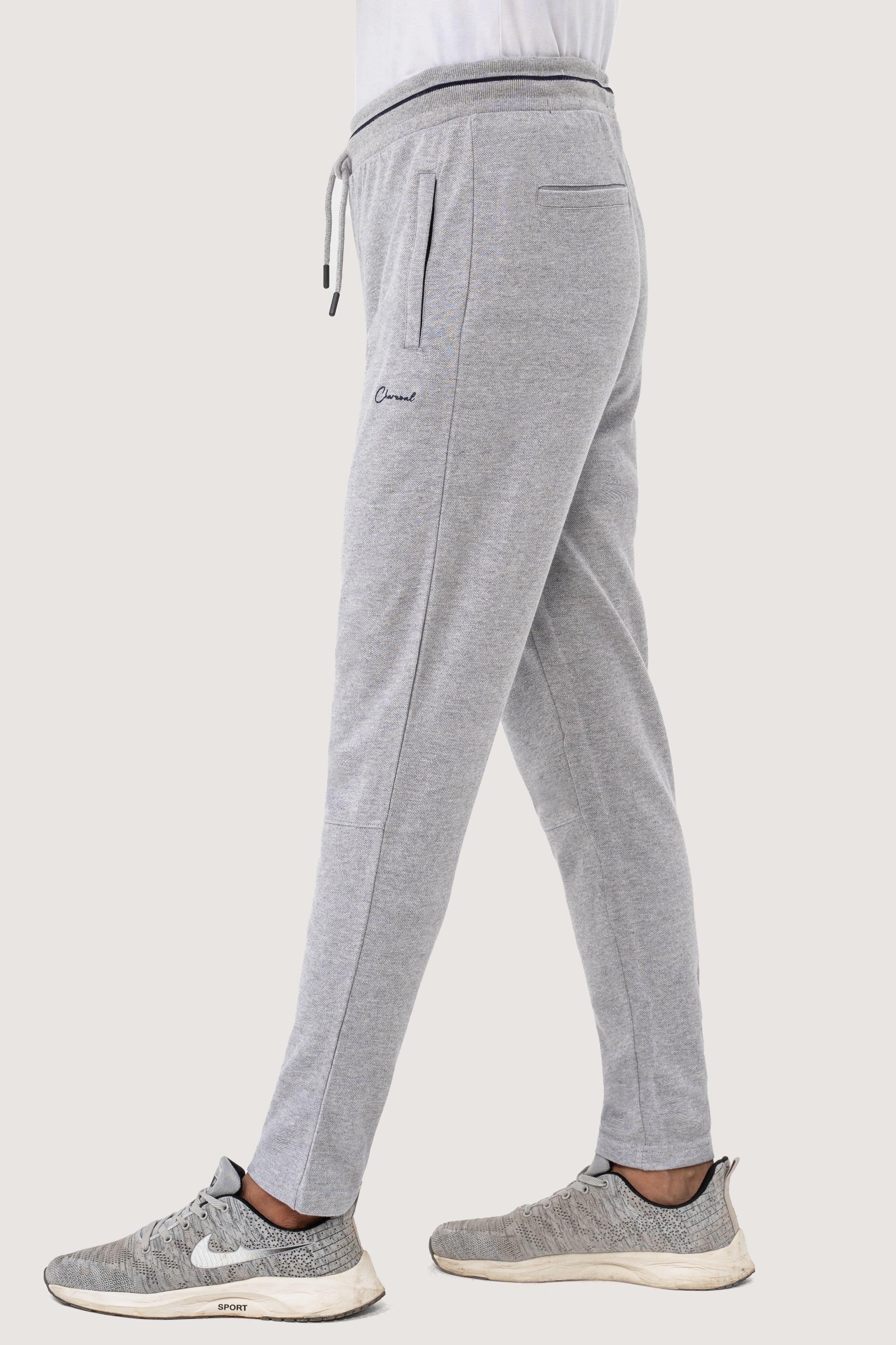 PIQUE INTERLOCK TROUSER GREY MELANGE at Charcoal Clothing