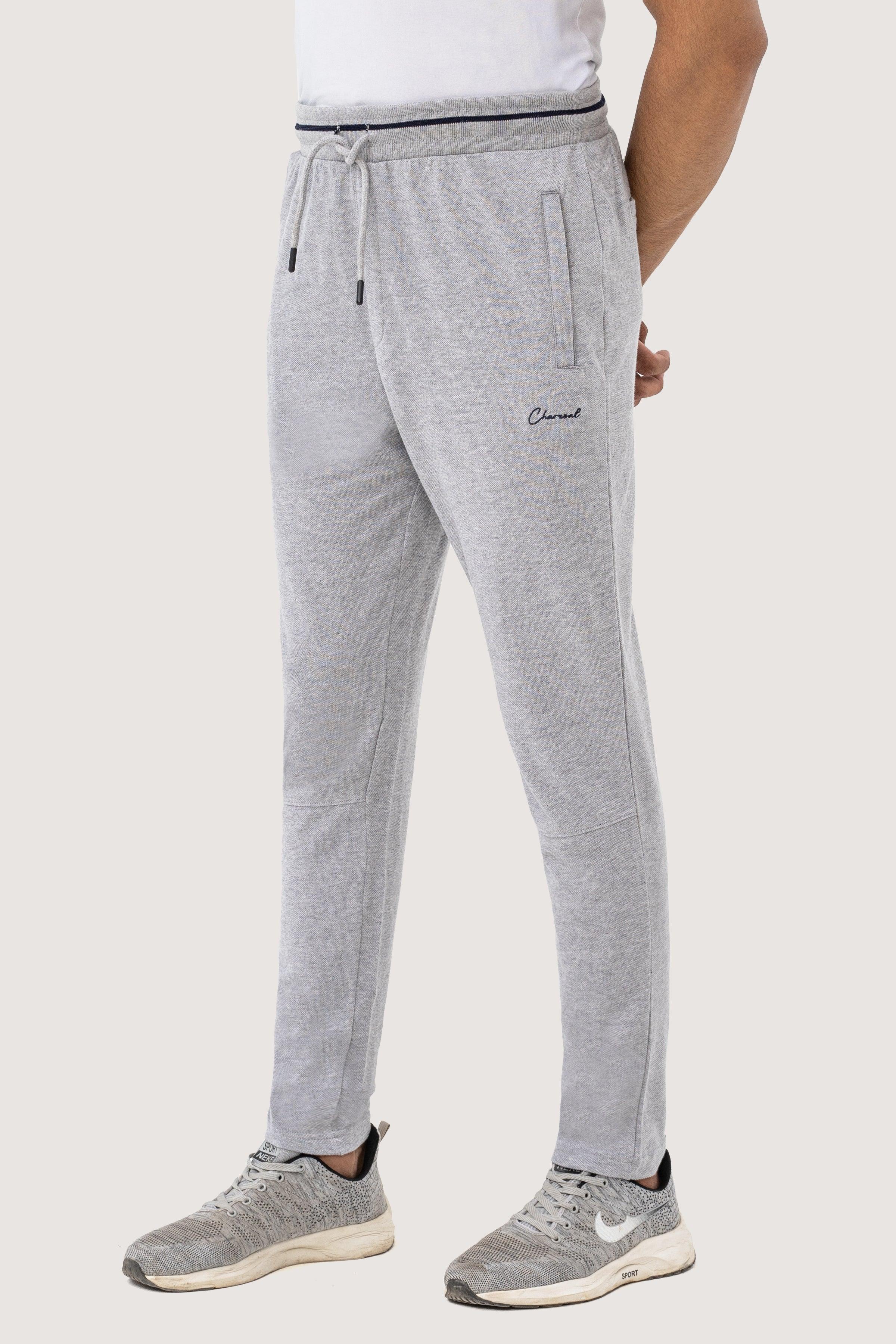 PIQUE INTERLOCK TROUSER GREY MELANGE at Charcoal Clothing