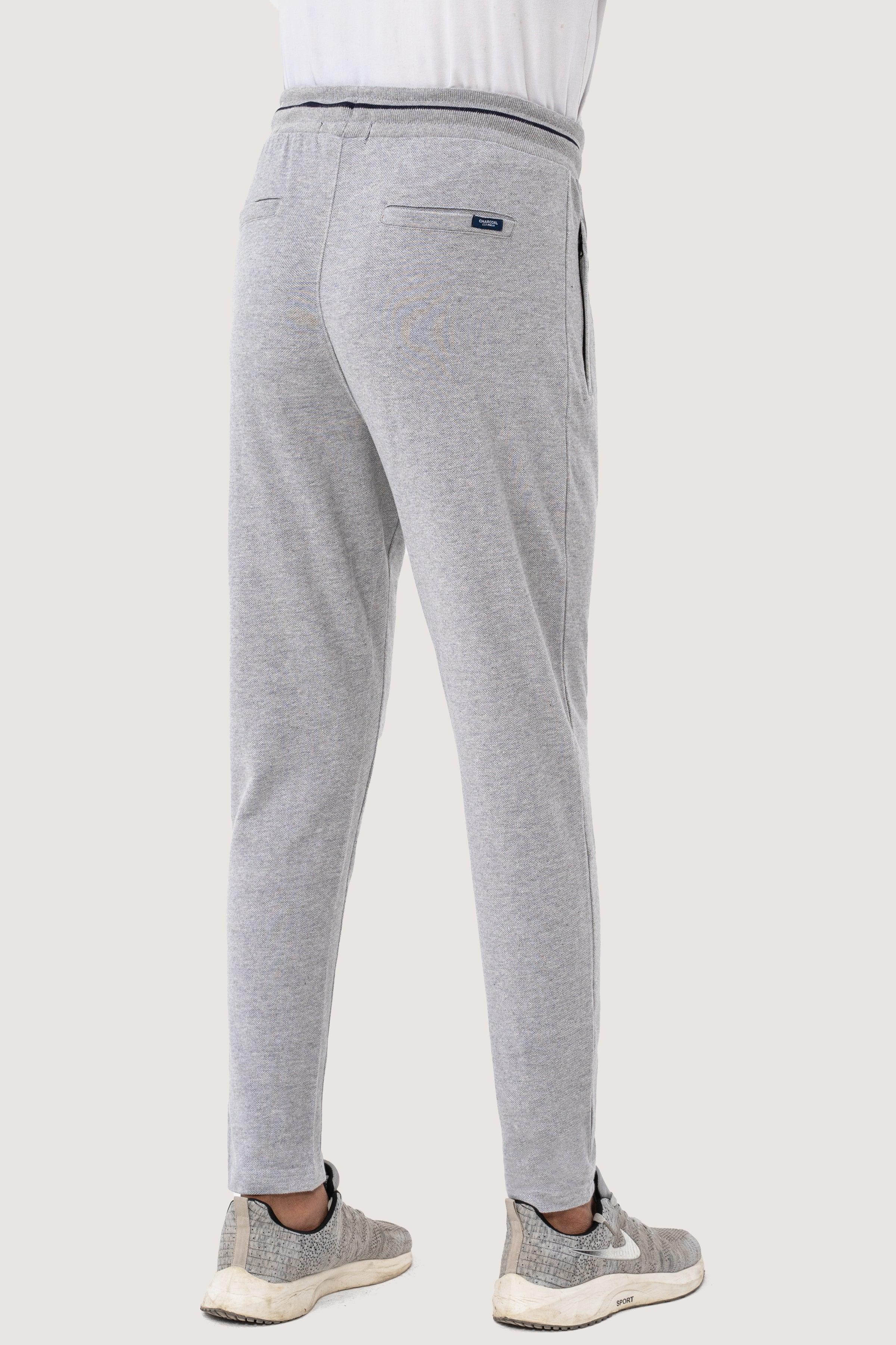 PIQUE INTERLOCK TROUSER GREY MELANGE at Charcoal Clothing