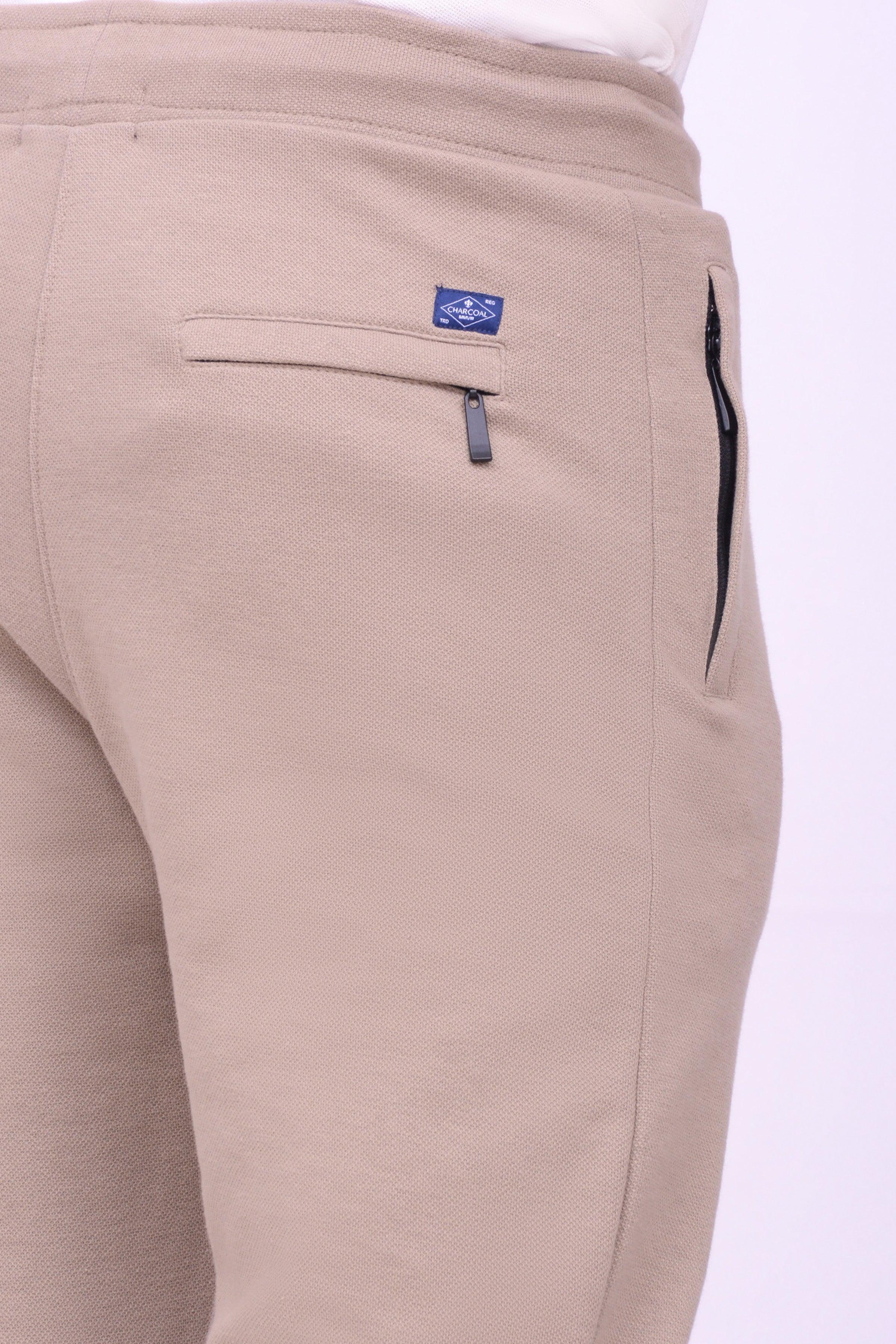 PIQUE INTERLOCK TROUSER KHAKI at Charcoal Clothing