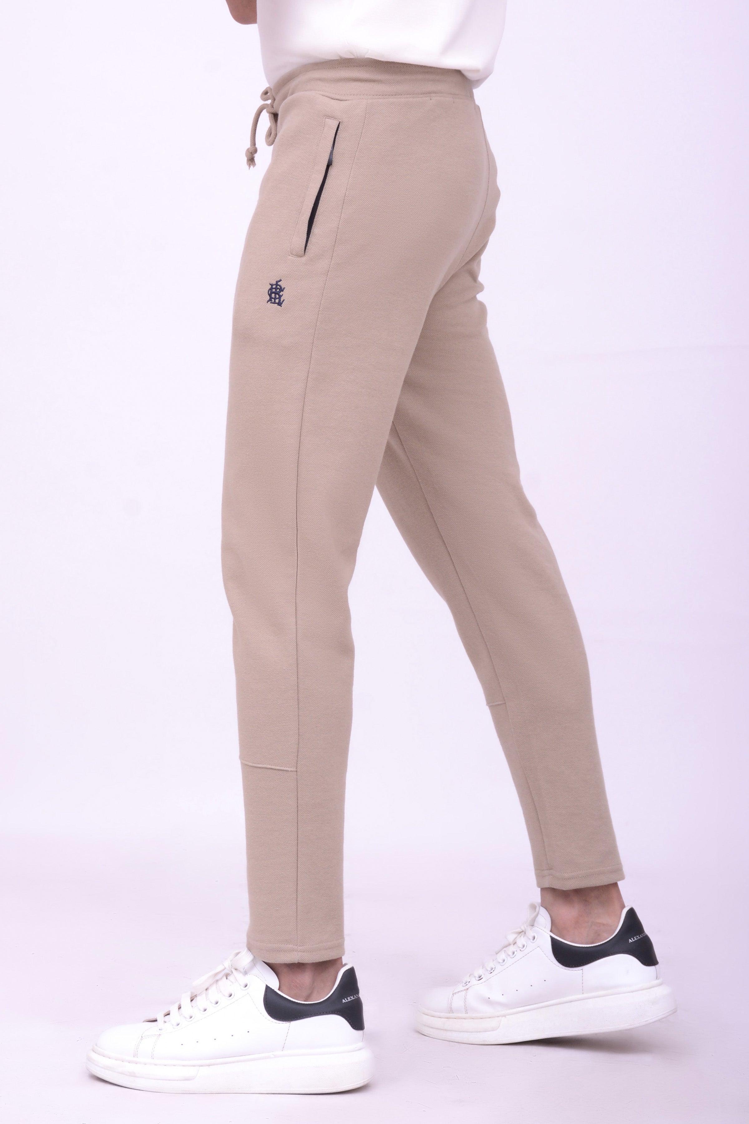 PIQUE INTERLOCK TROUSER KHAKI at Charcoal Clothing