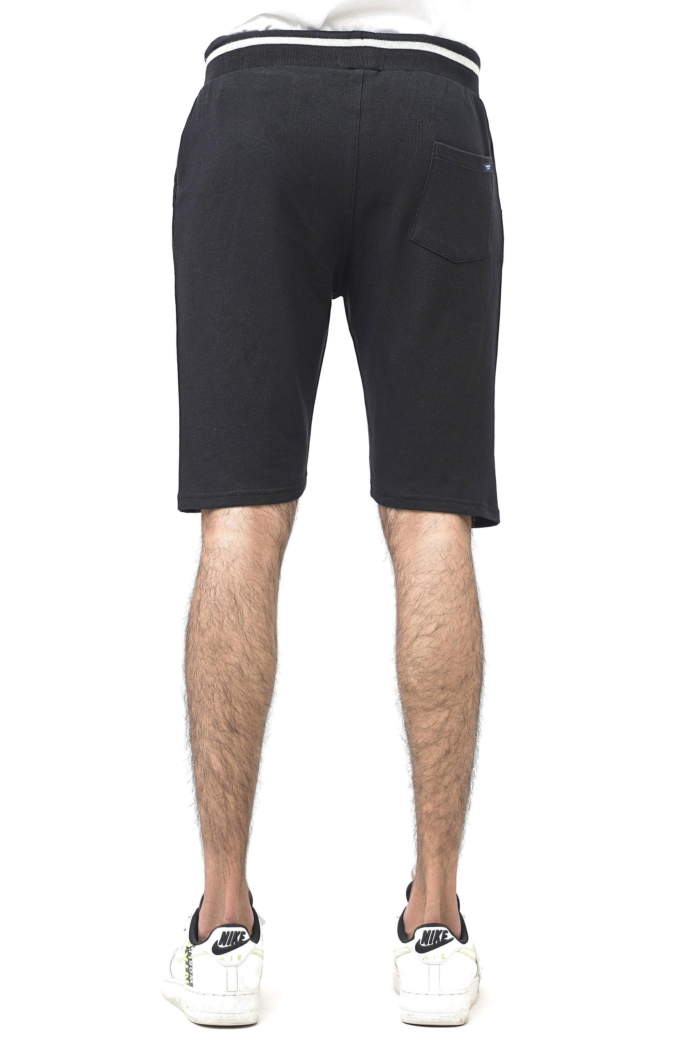 PIQUE REGULAR FIT BLACK SHORTS at Charcoal Clothing