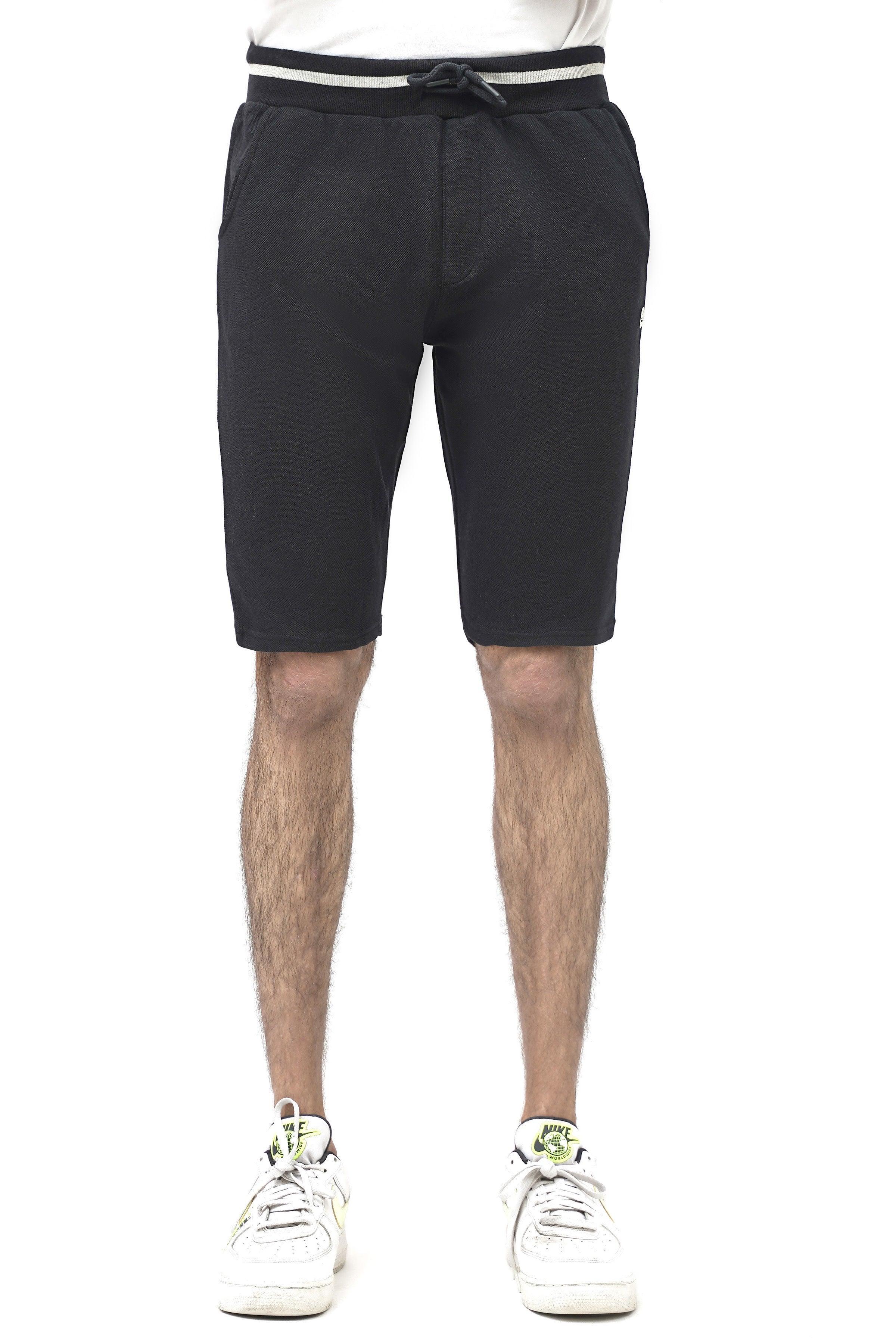 PIQUE REGULAR FIT BLACK SHORTS at Charcoal Clothing