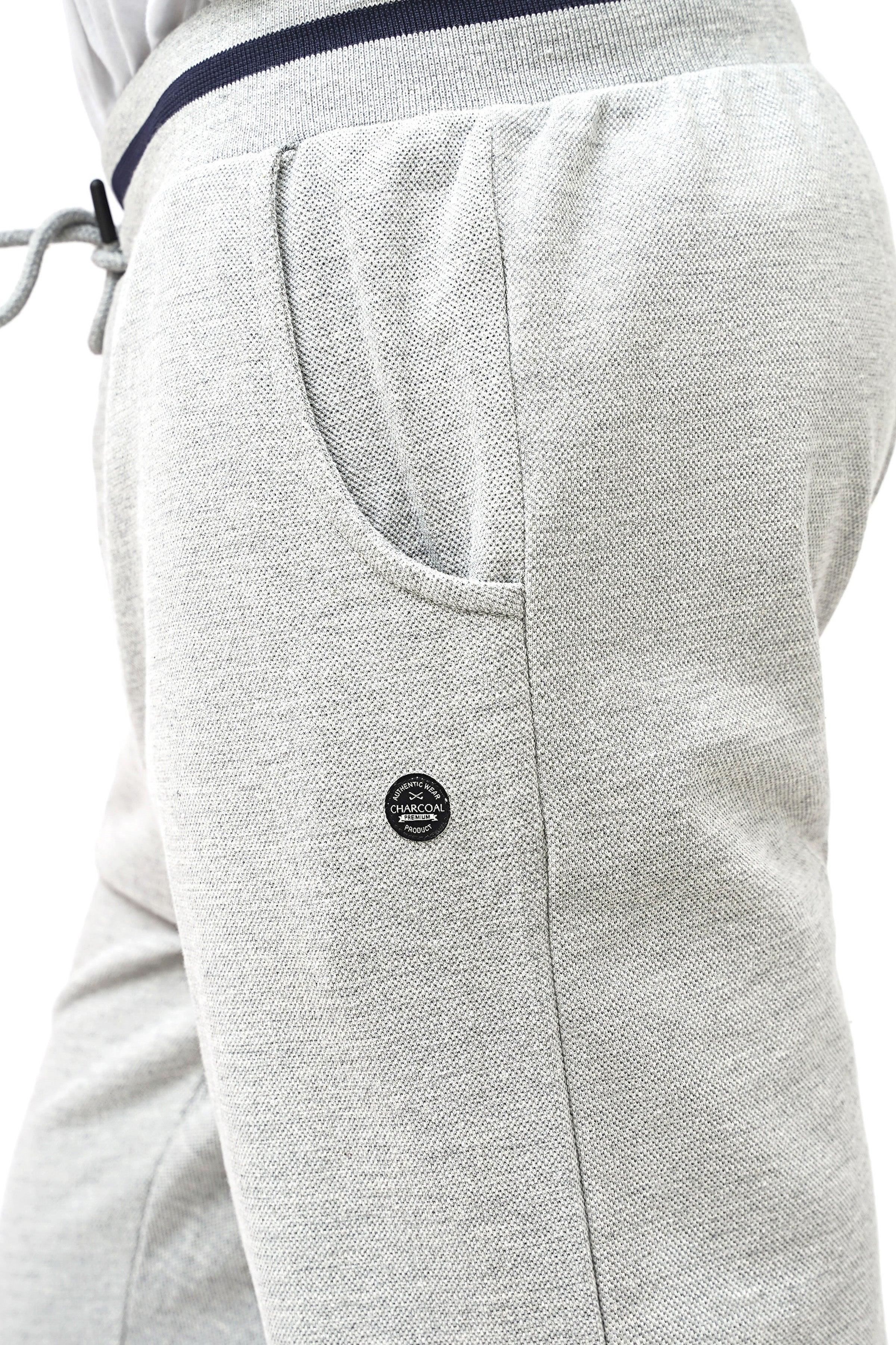 PIQUE REGULAR FIT GREY MELANGE SHORTS at Charcoal Clothing