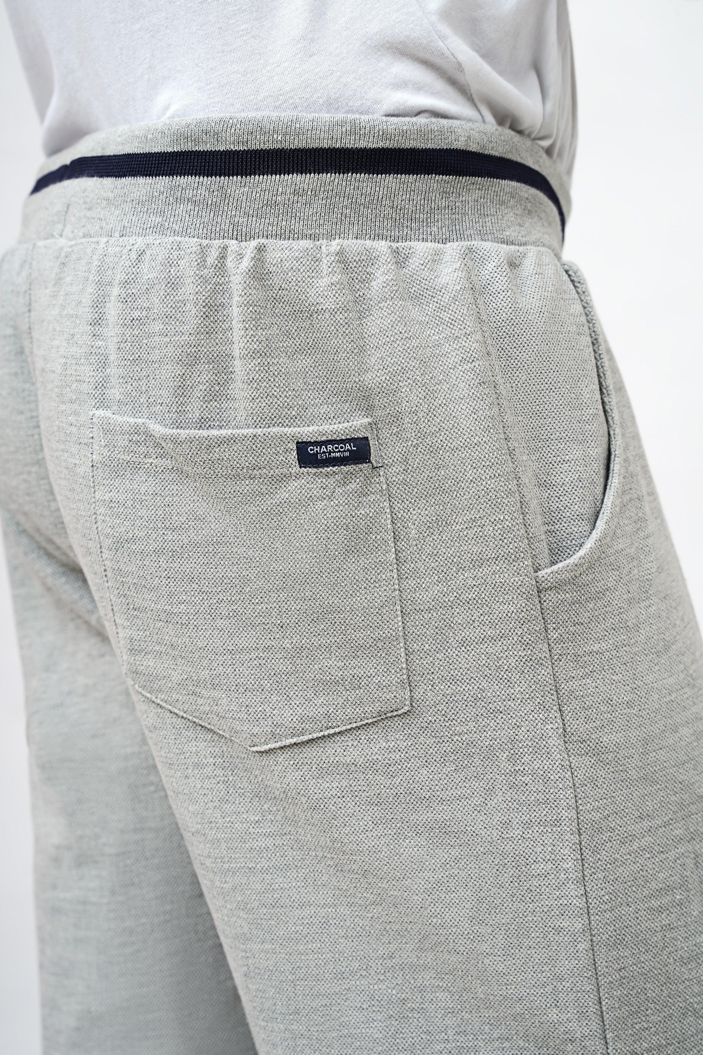 PIQUE REGULAR FIT GREY MELANGE SHORTS at Charcoal Clothing