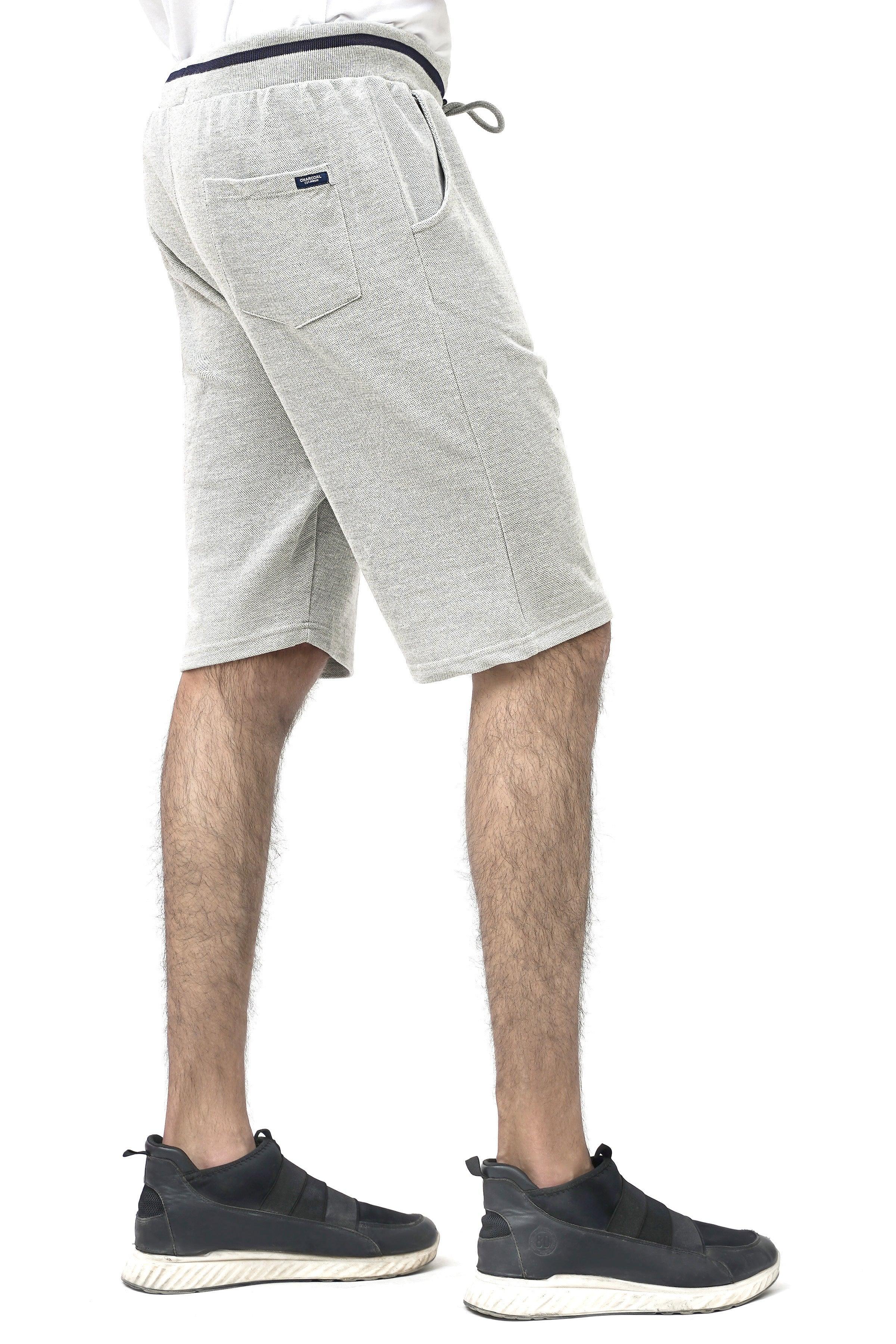 PIQUE REGULAR FIT GREY MELANGE SHORTS at Charcoal Clothing