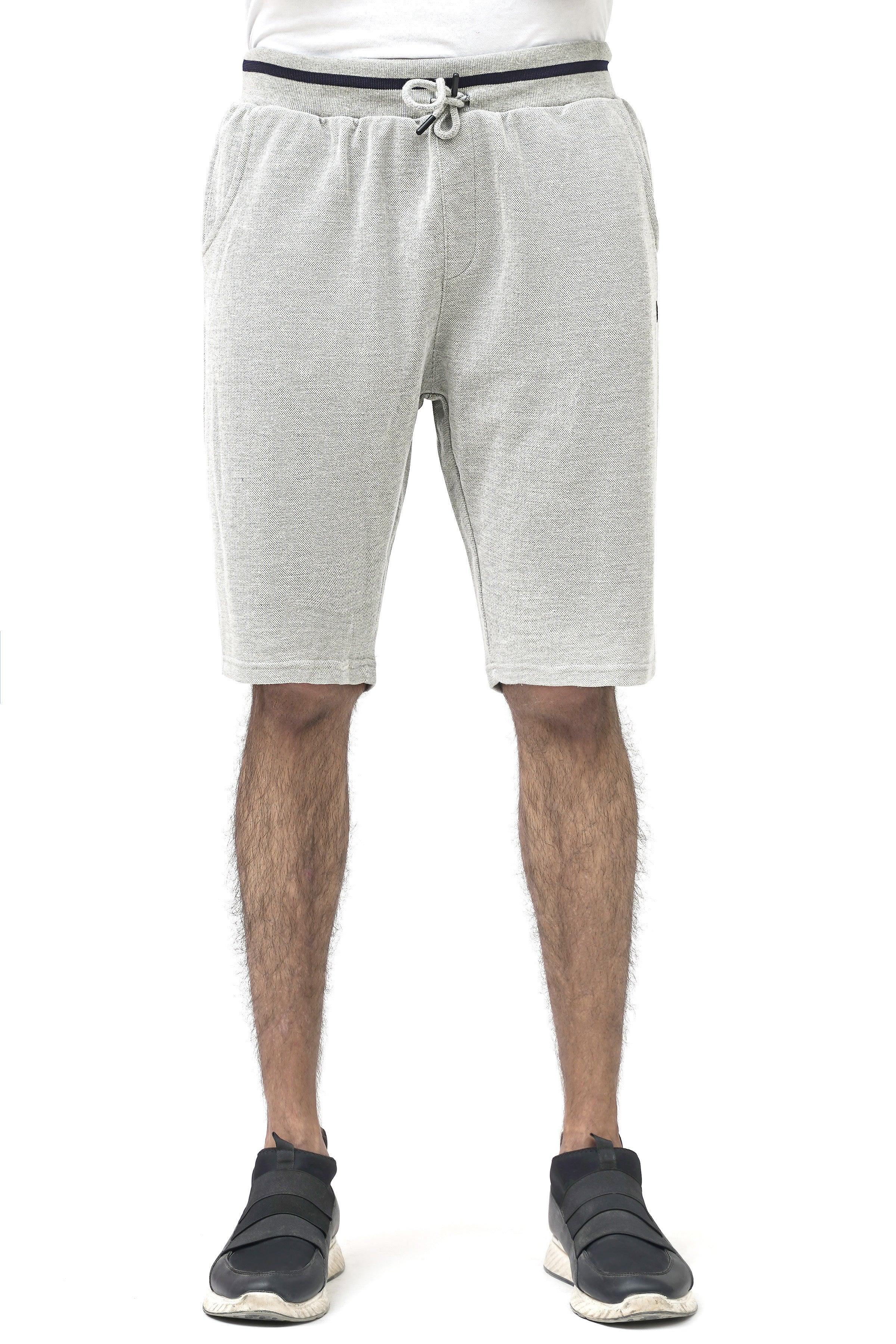 PIQUE REGULAR FIT GREY MELANGE SHORTS at Charcoal Clothing