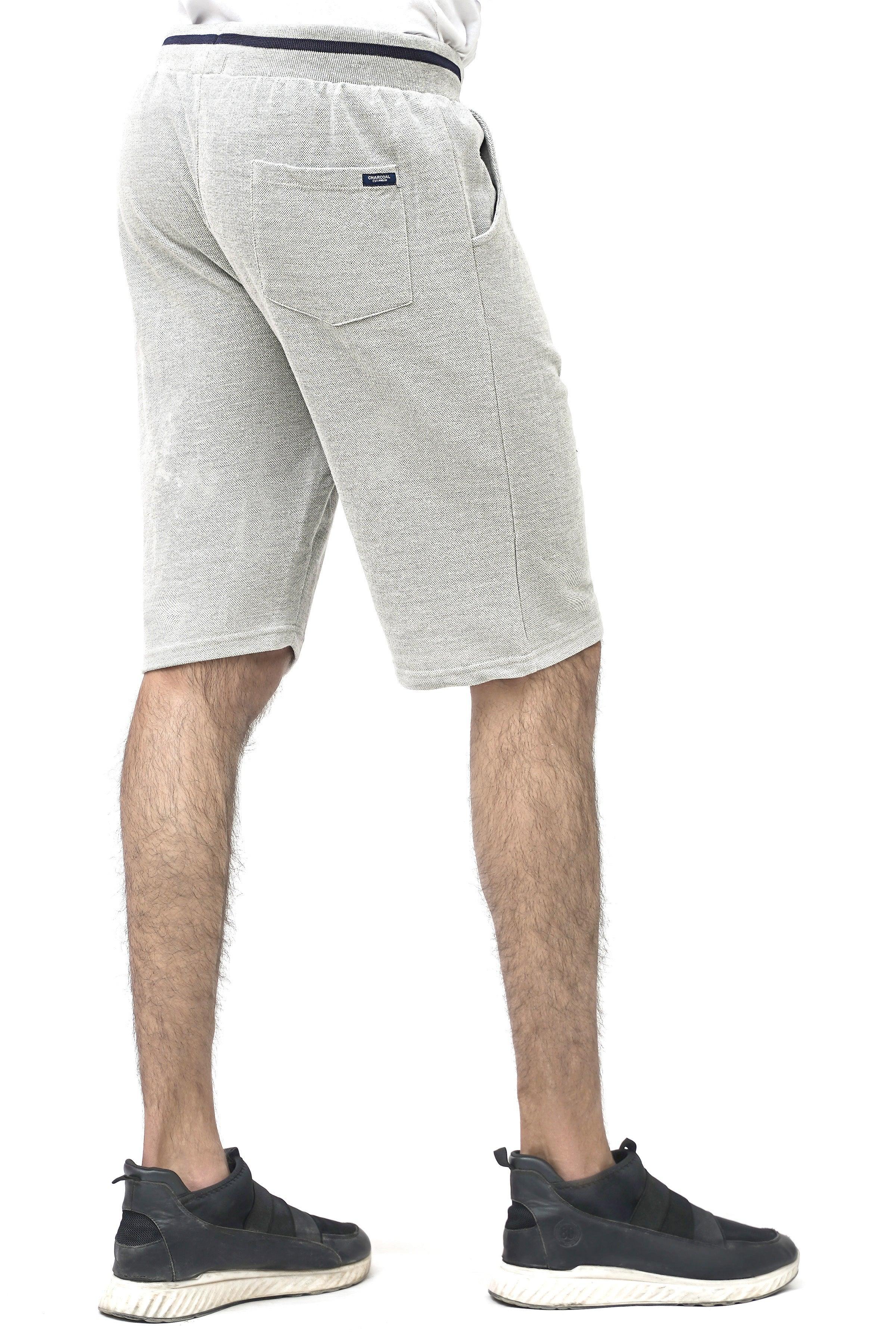 PIQUE REGULAR FIT GREY MELANGE SHORTS at Charcoal Clothing