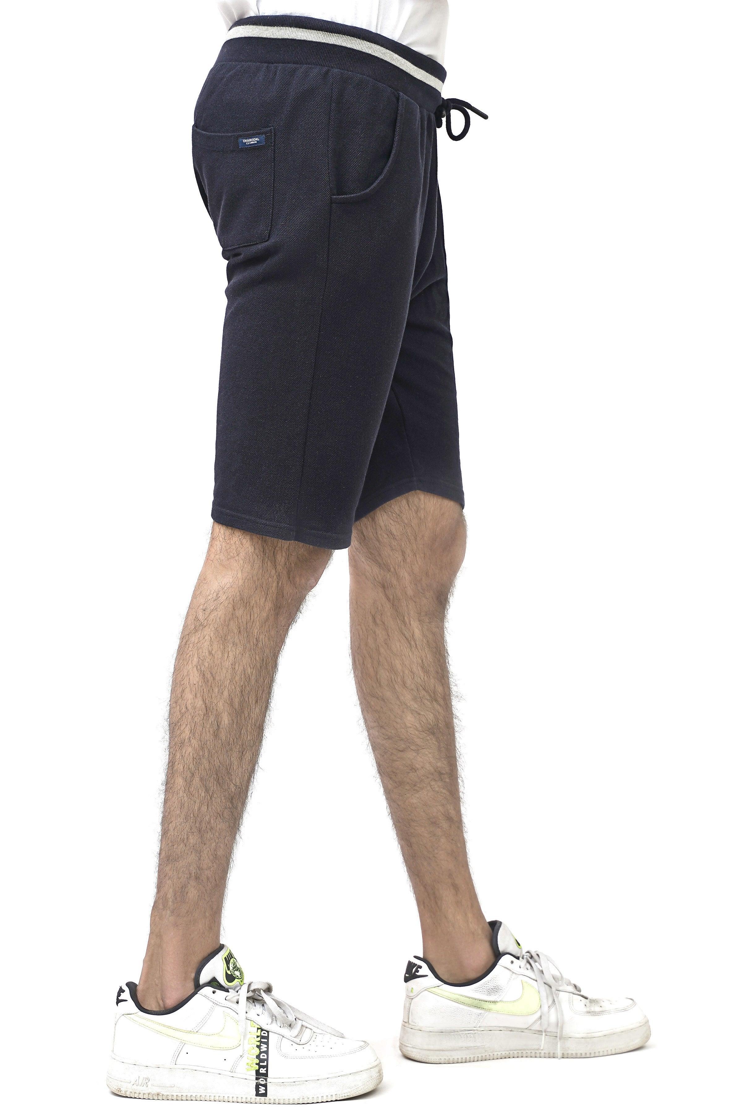 PIQUE REGULAR FIT NAVY SHORTS at Charcoal Clothing