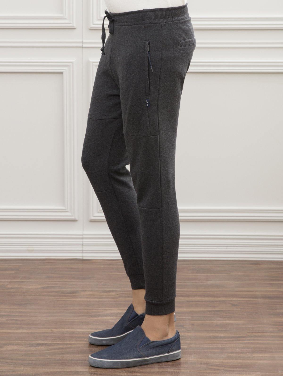 Charcoal melange slim-fit trousers with drawstring waist and tapered legs