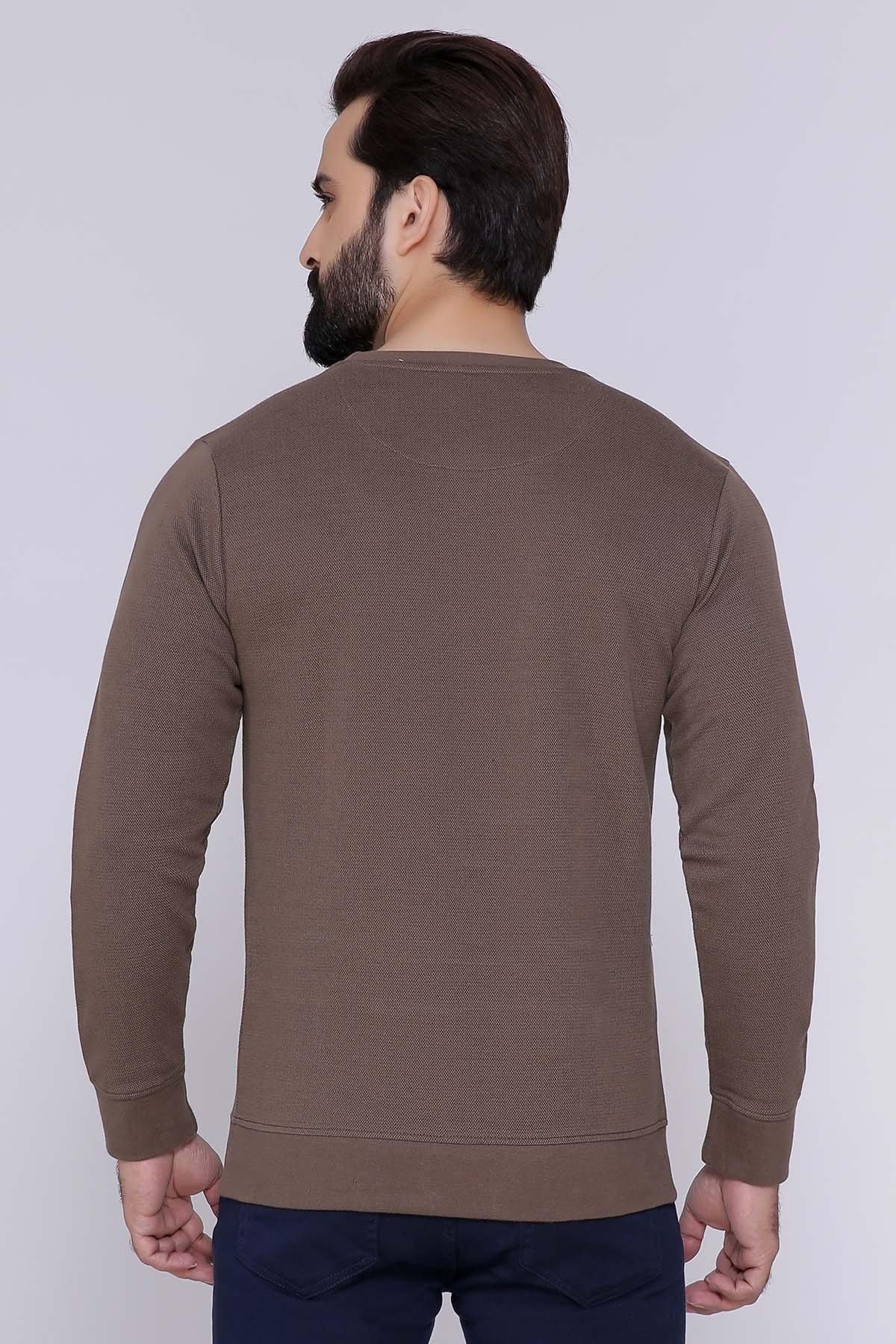 PIQUE TERRY SWEAT SHIRT DARK KHAKI at Charcoal Clothing