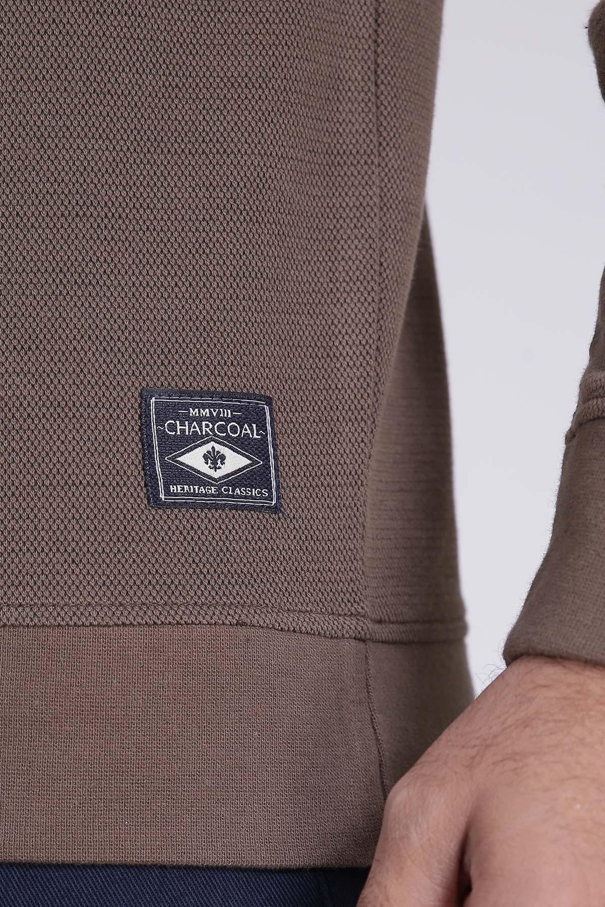 PIQUE TERRY SWEAT SHIRT DARK KHAKI at Charcoal Clothing