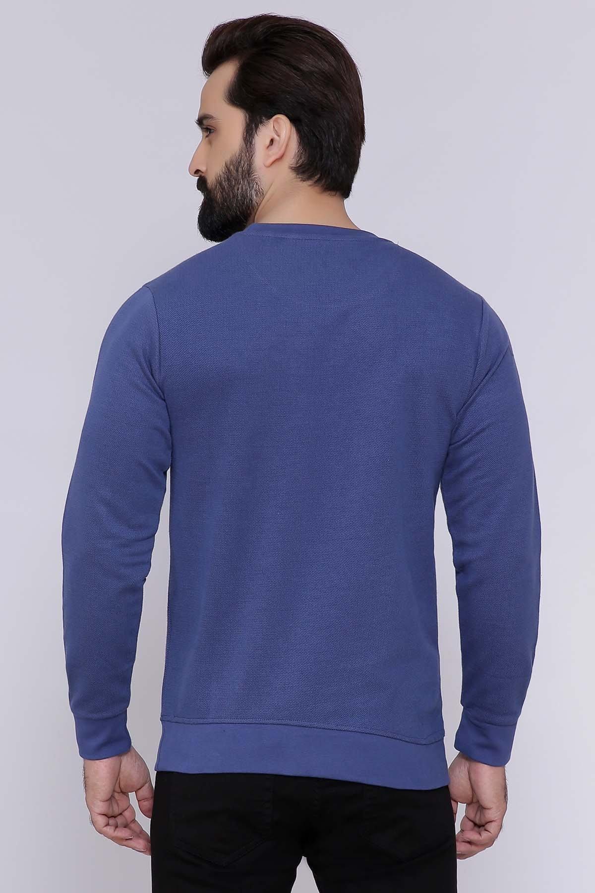 PIQUE TERRY SWEAT SHIRT INDIGO at Charcoal Clothing