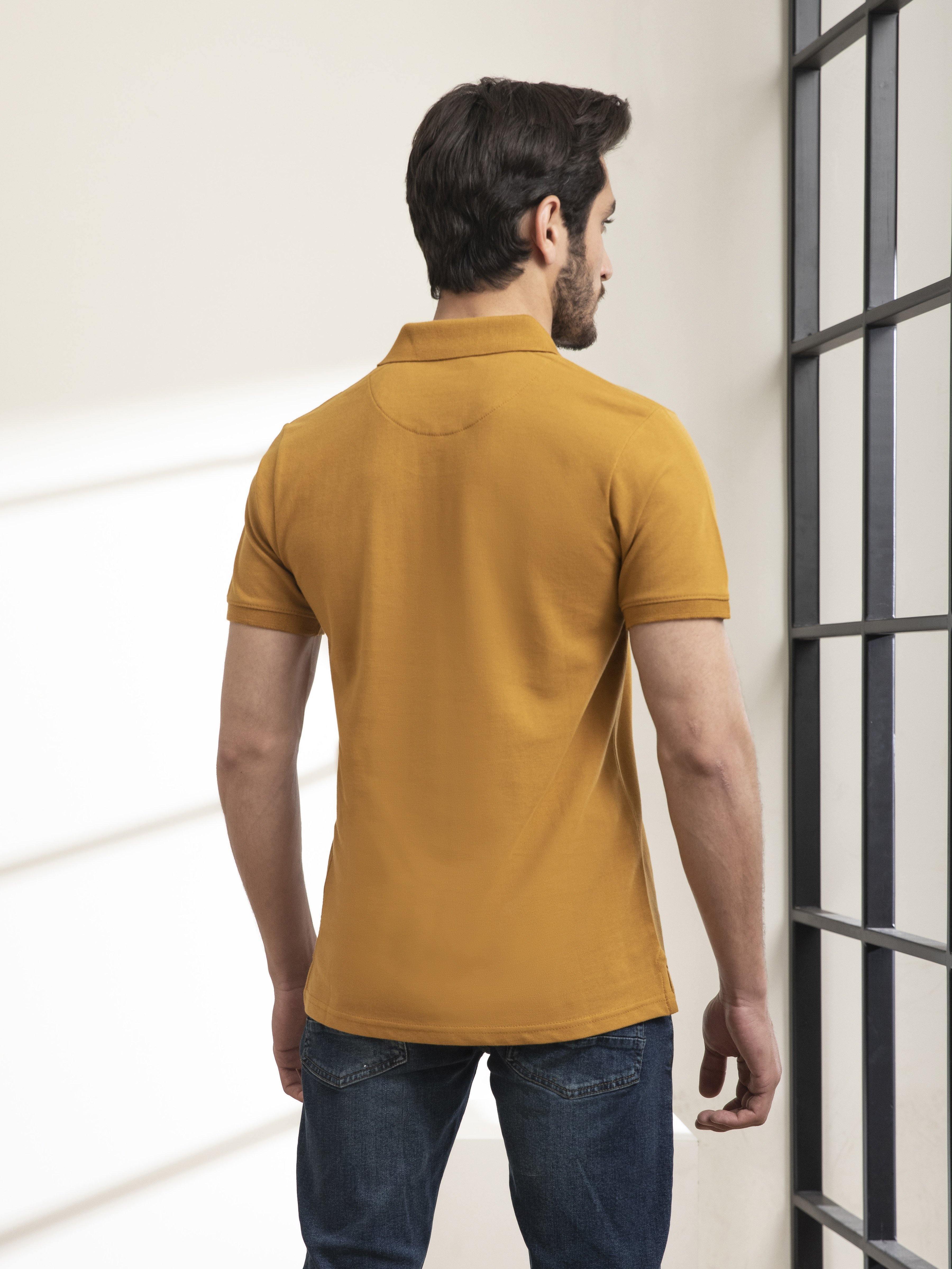 PLAIN POLO SHIRT MUSTARD at Charcoal Clothing