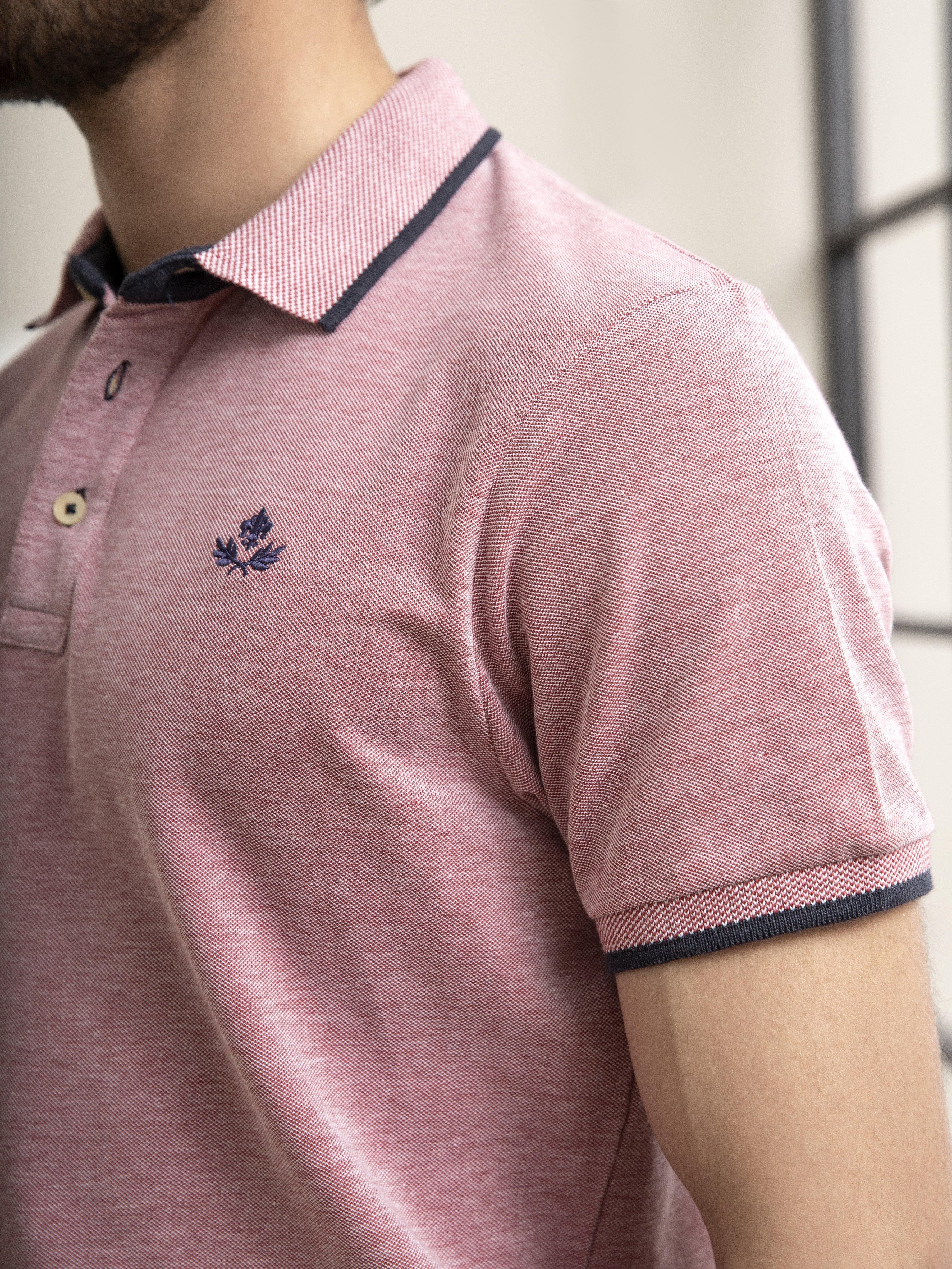 POLO SHIRT BIRD EYE MAROON at Charcoal Clothing