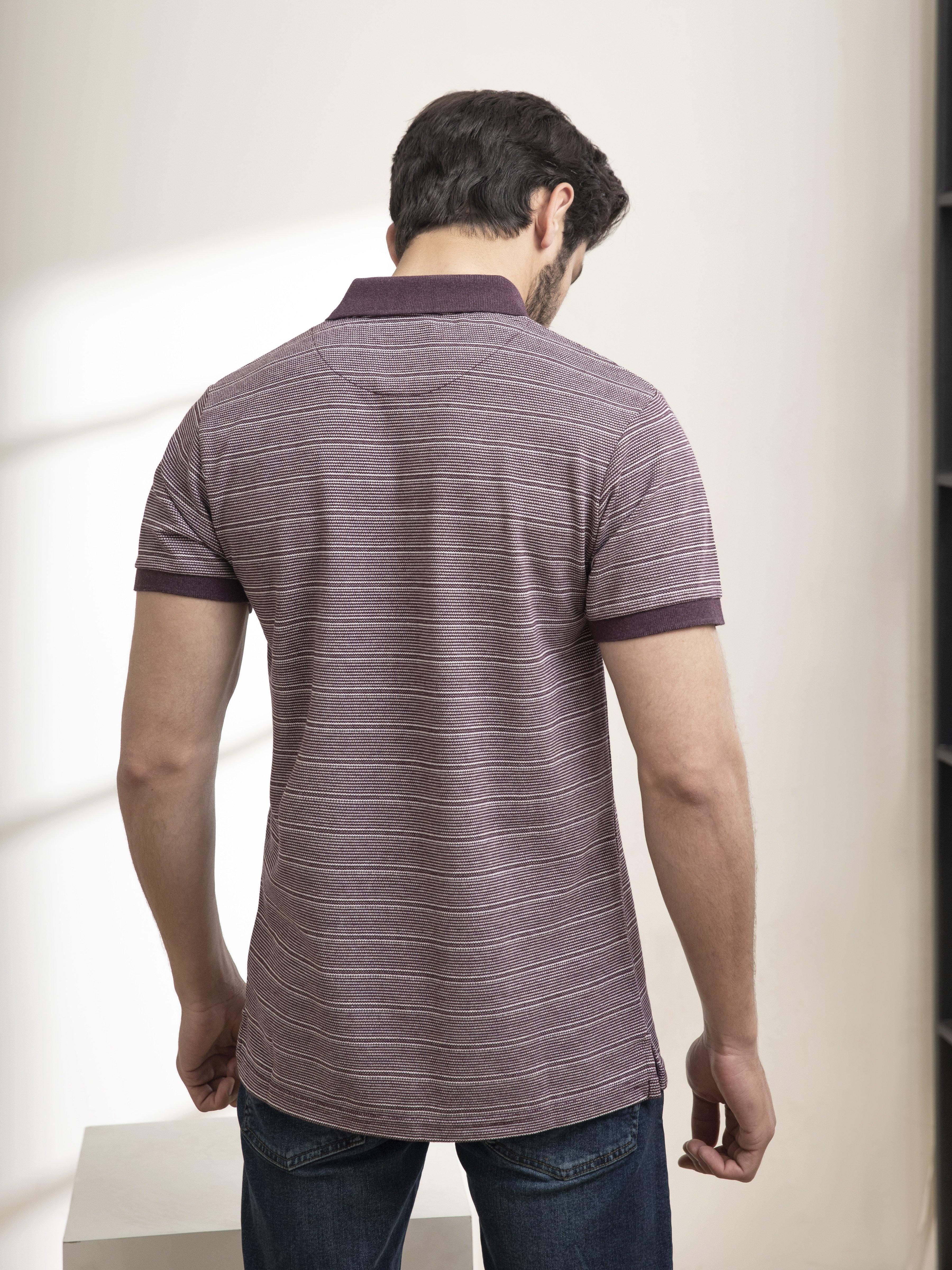 POLO SHIRT DOUBLE TONE MAROON WHITE at Charcoal Clothing