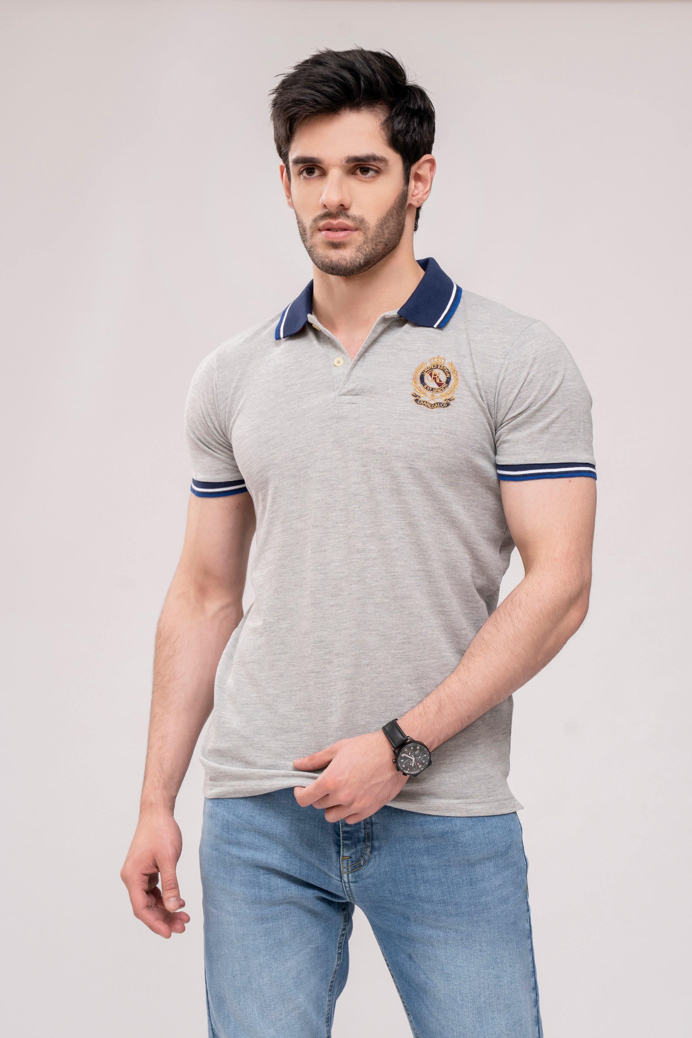 POLO SHIRT GREY at Charcoal Clothing