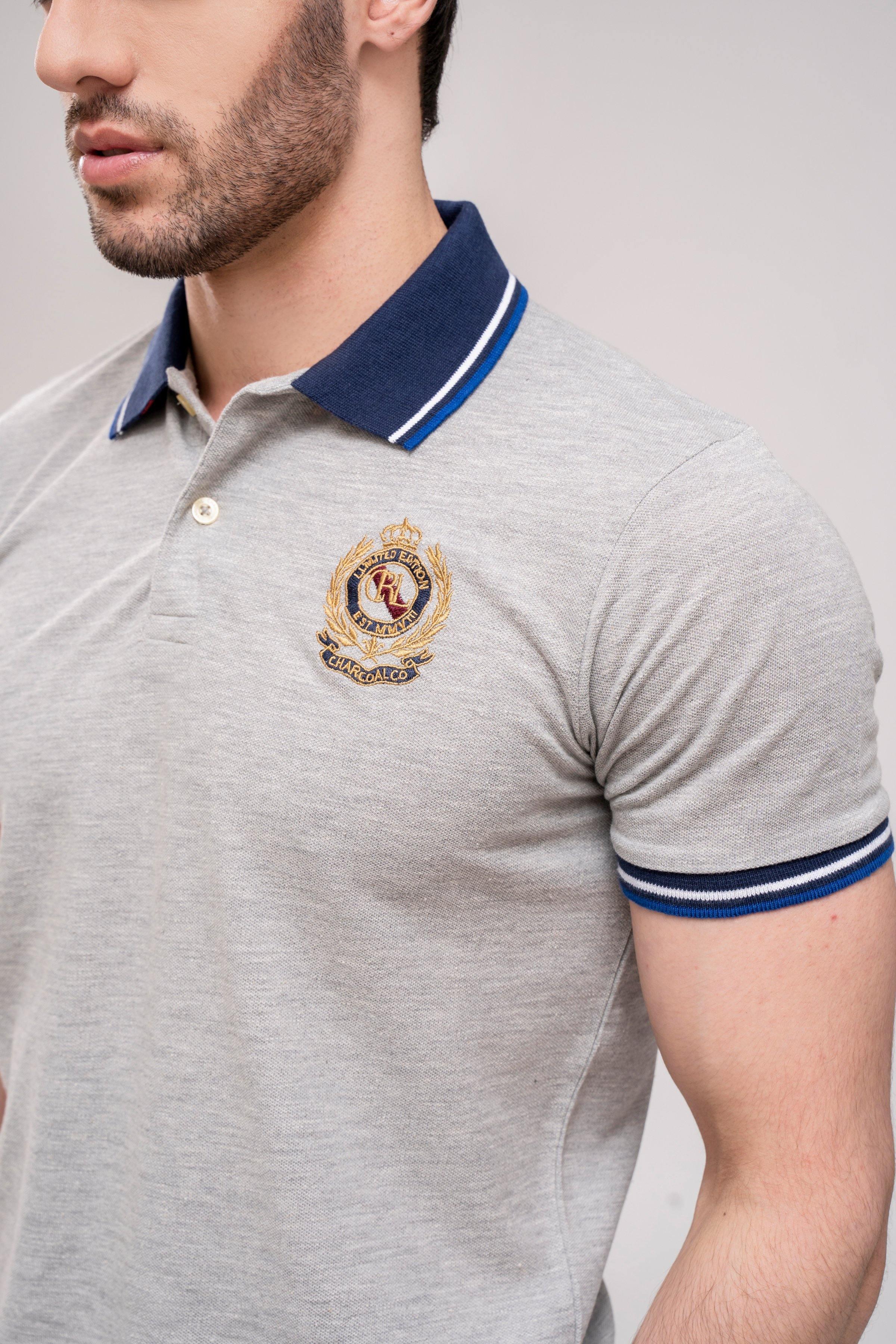 POLO SHIRT GREY at Charcoal Clothing