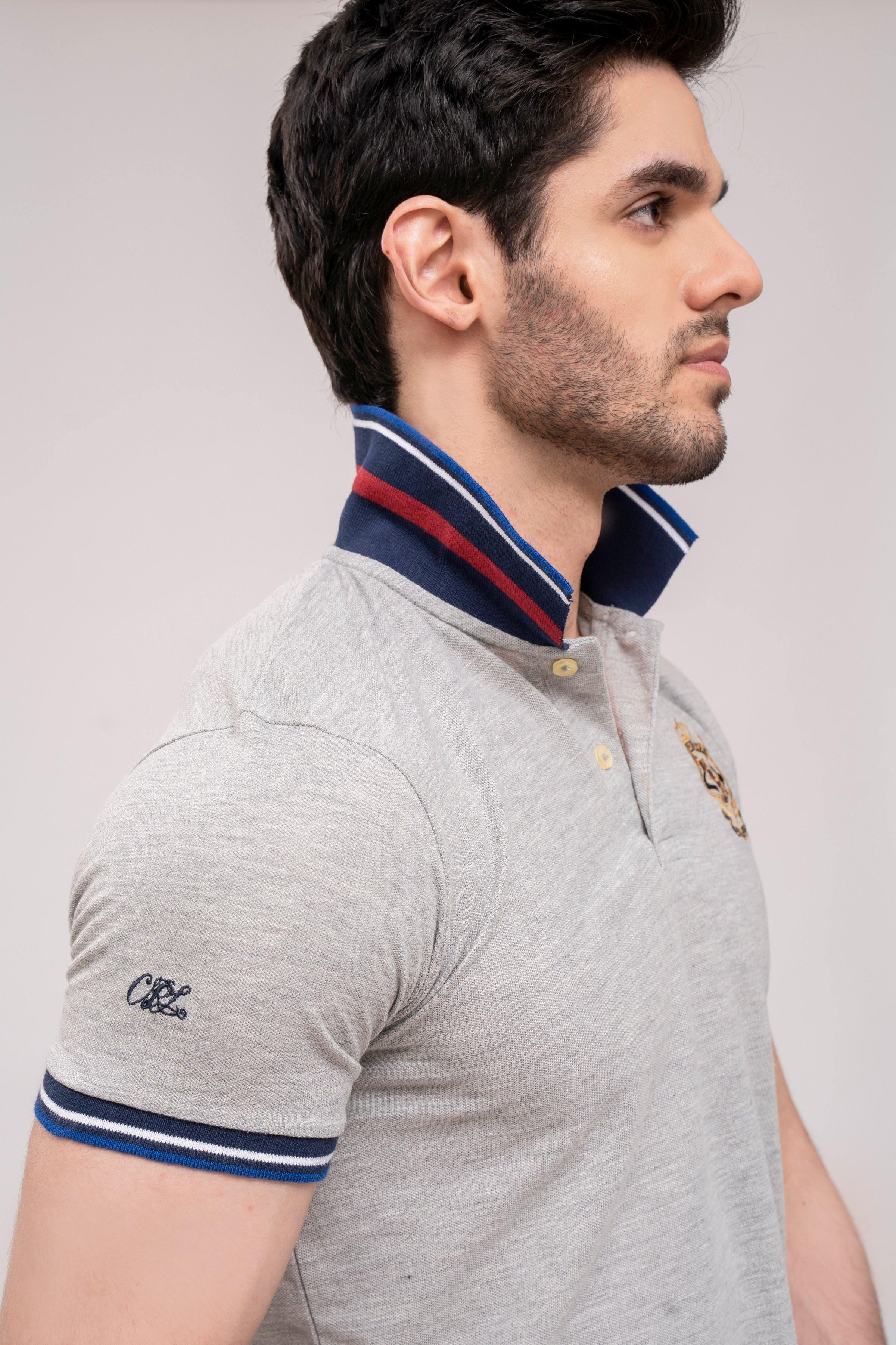 POLO SHIRT GREY at Charcoal Clothing