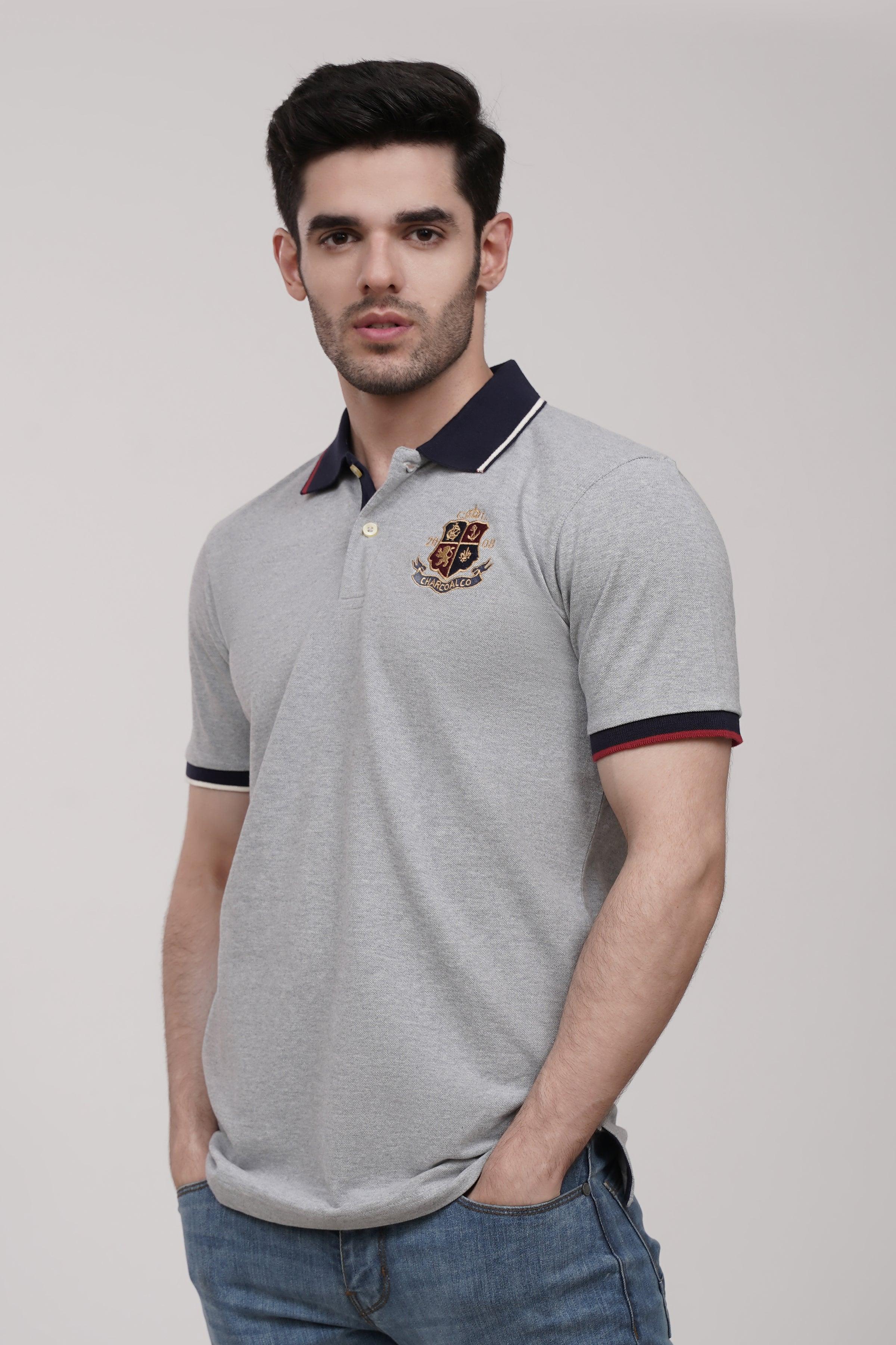 POLO SHIRT GREY at Charcoal Clothing