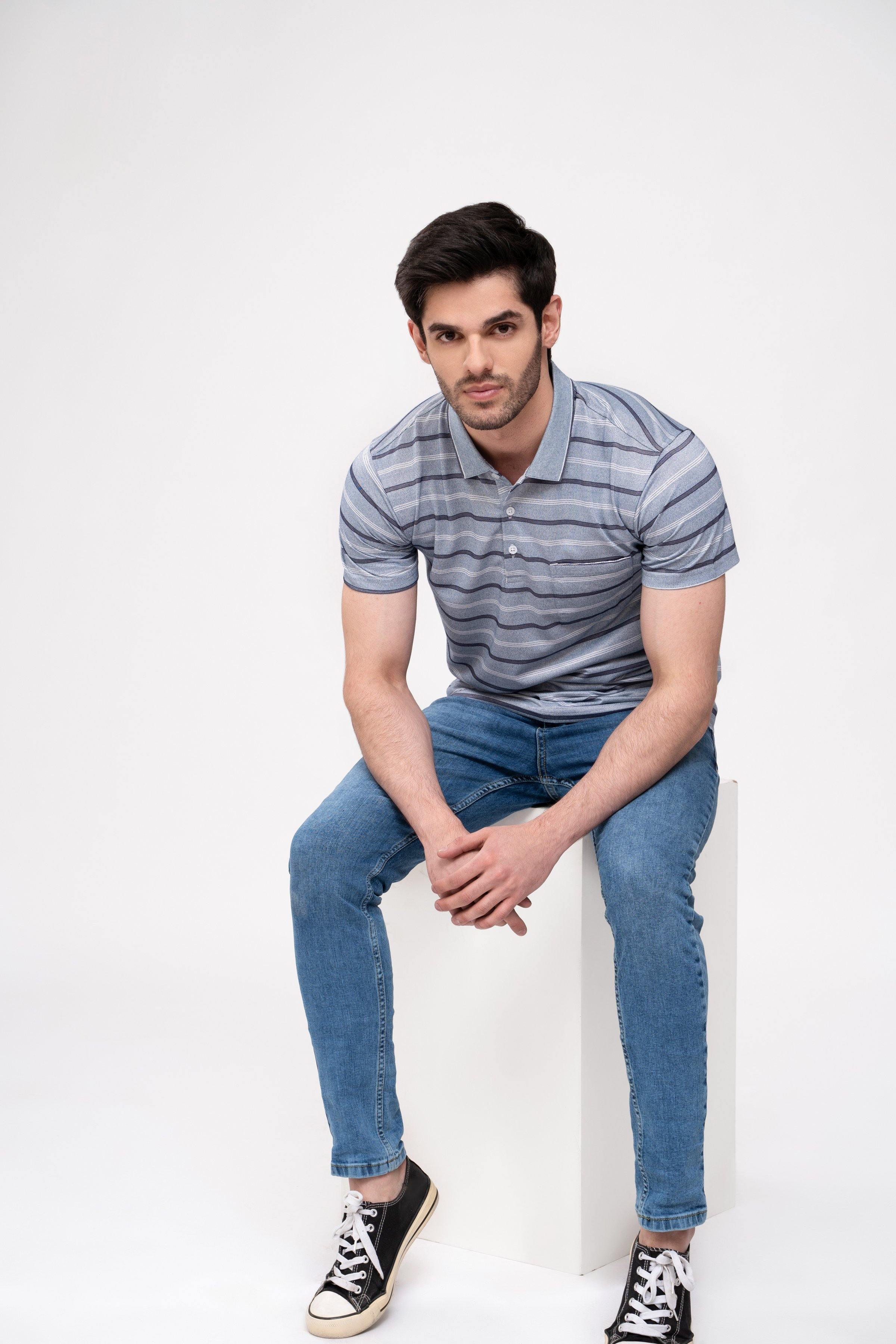 POLO SHIRT GREY at Charcoal Clothing
