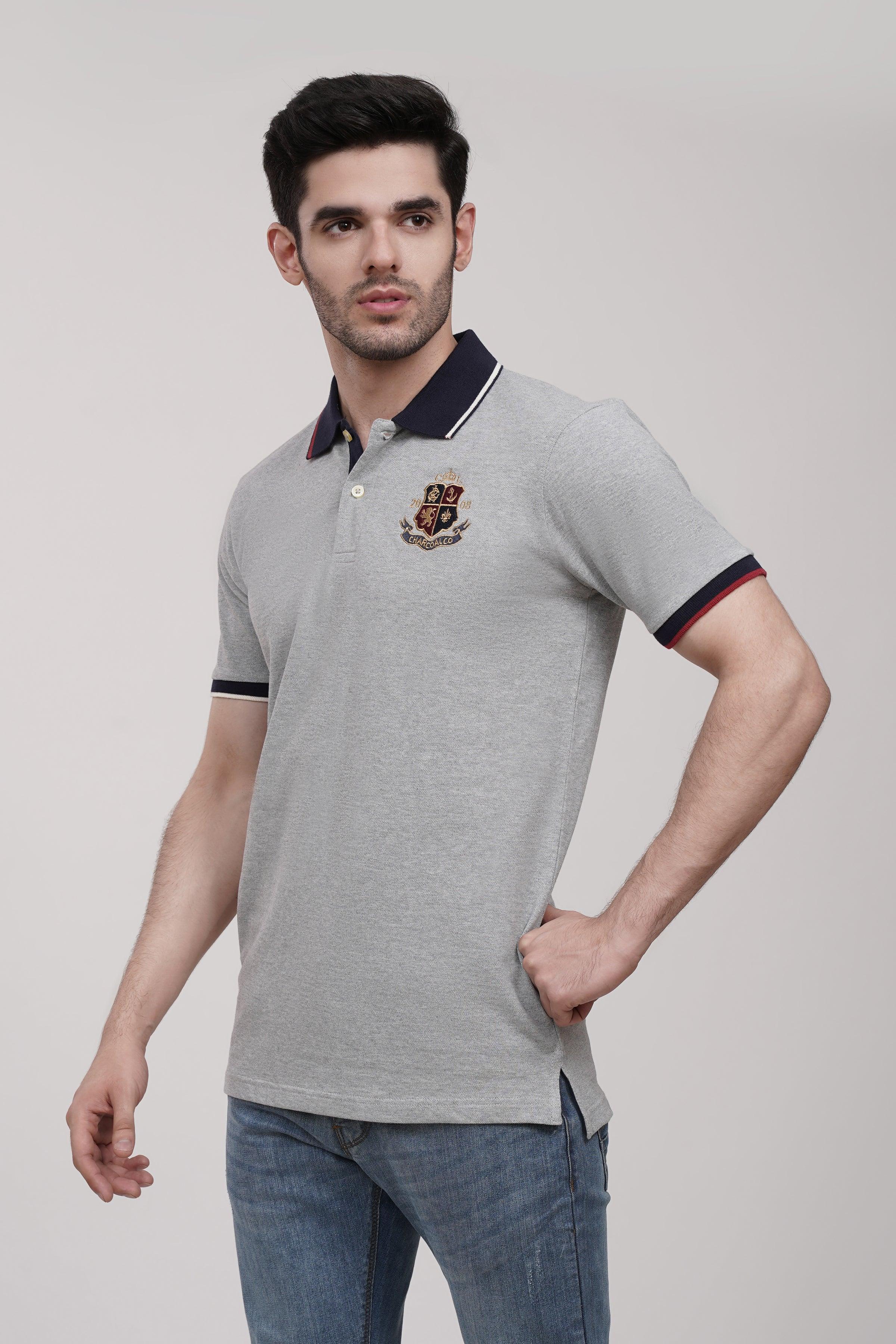 POLO SHIRT GREY at Charcoal Clothing
