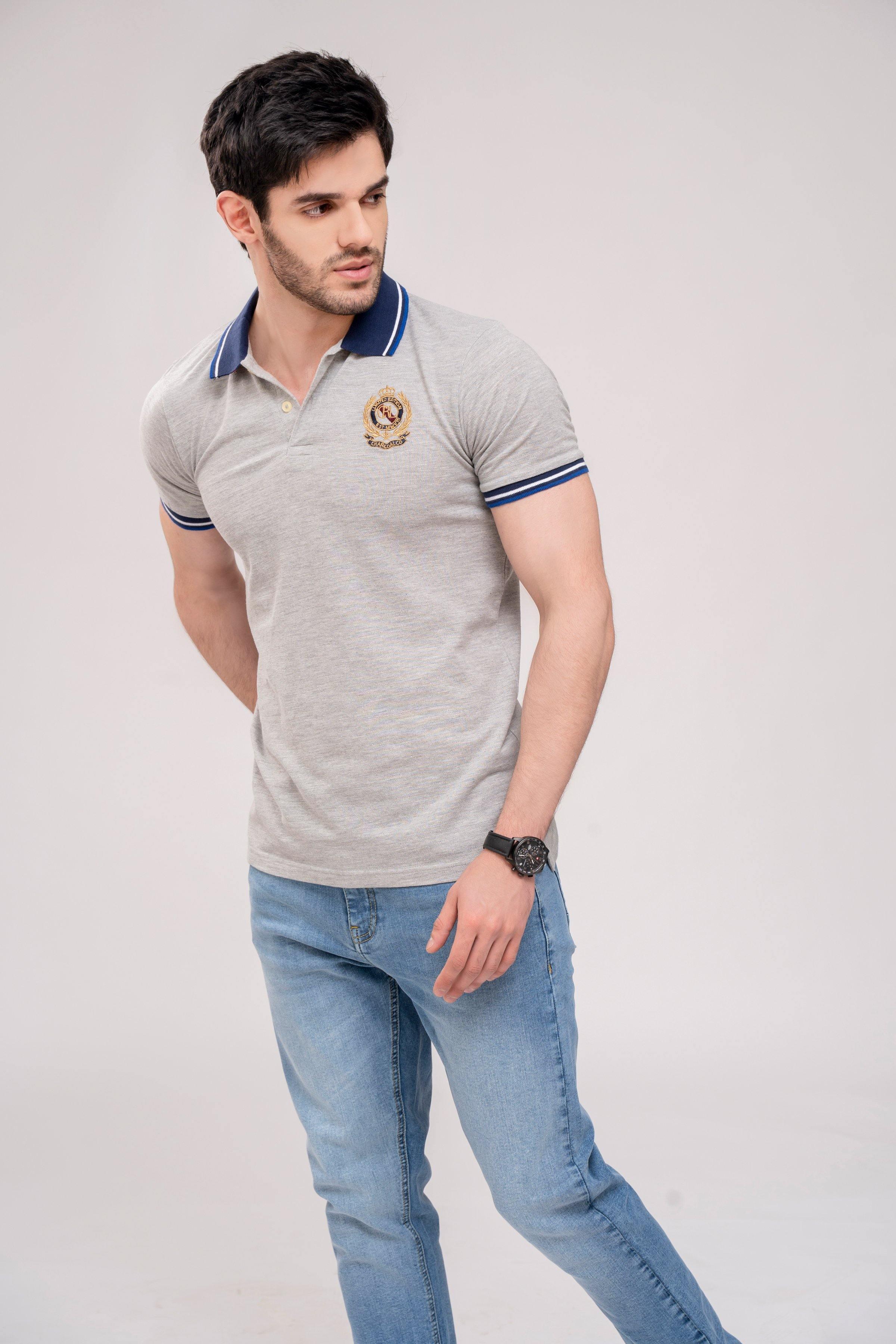 POLO SHIRT GREY at Charcoal Clothing
