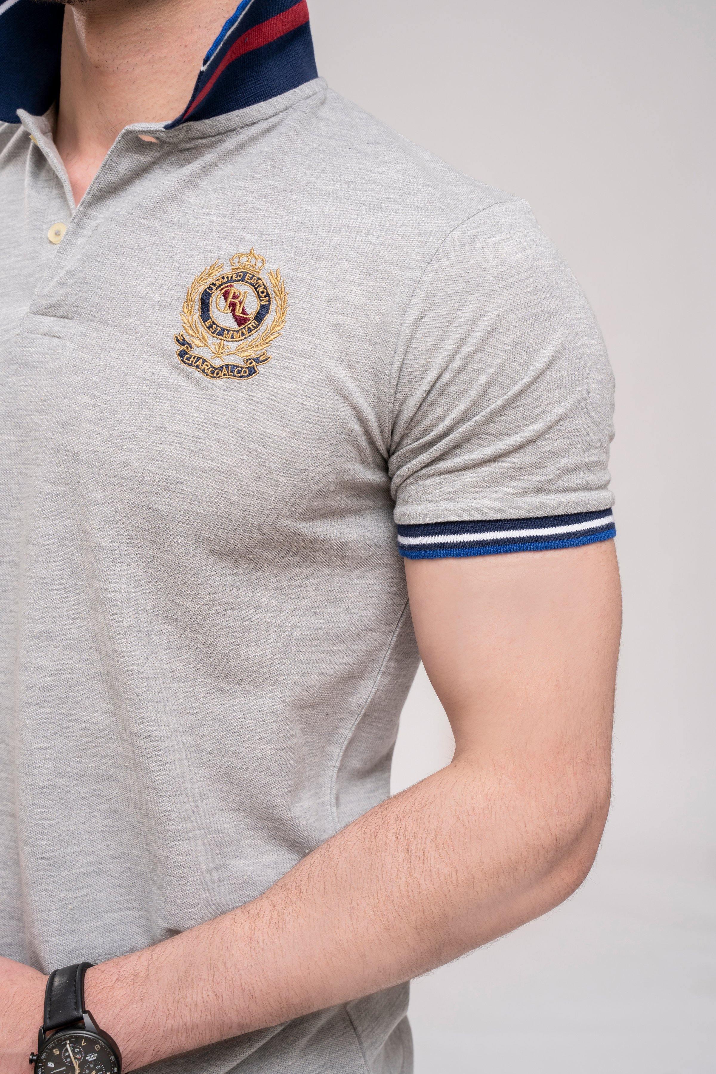 POLO SHIRT GREY at Charcoal Clothing