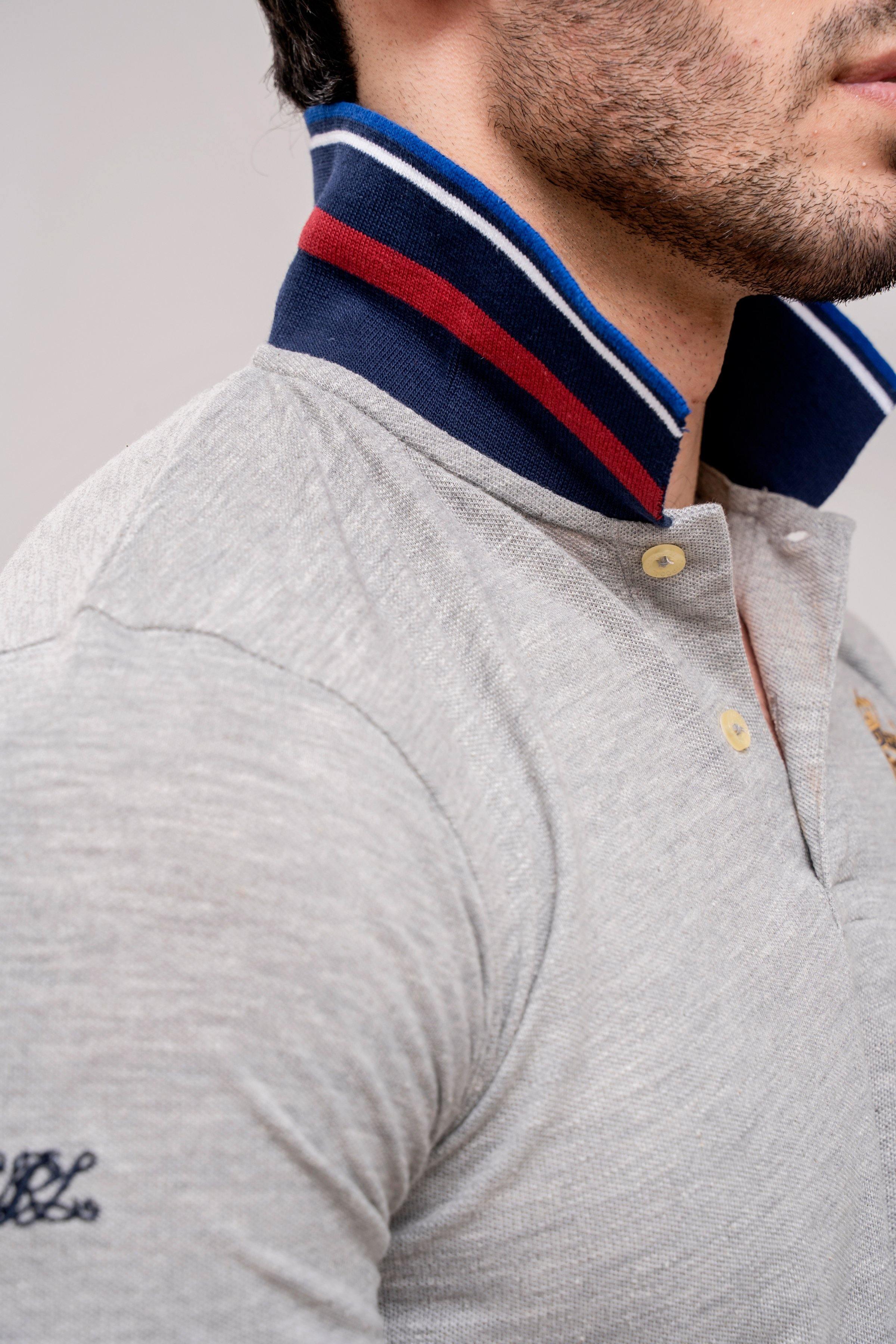 POLO SHIRT GREY at Charcoal Clothing