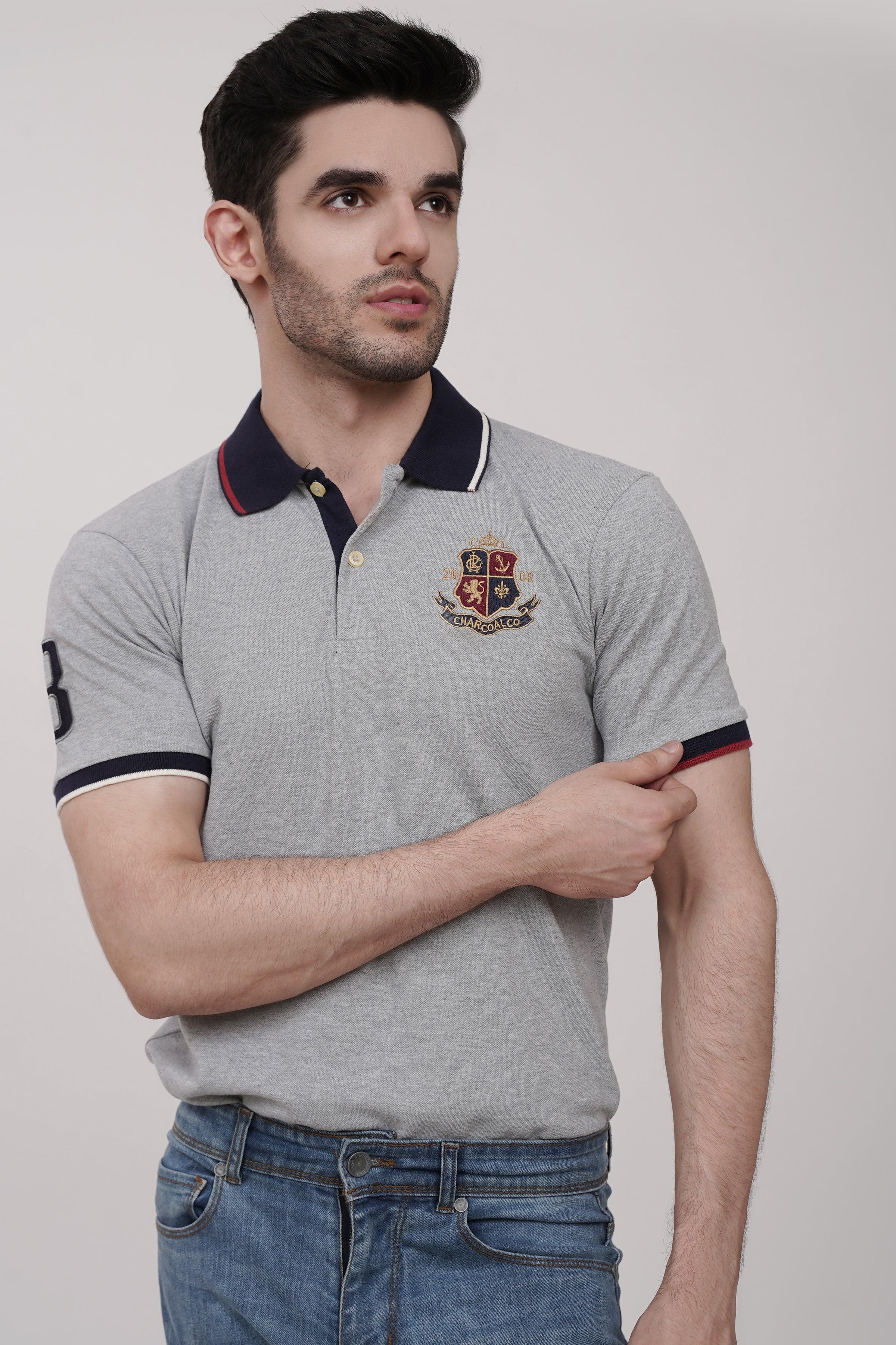 POLO SHIRT GREY at Charcoal Clothing
