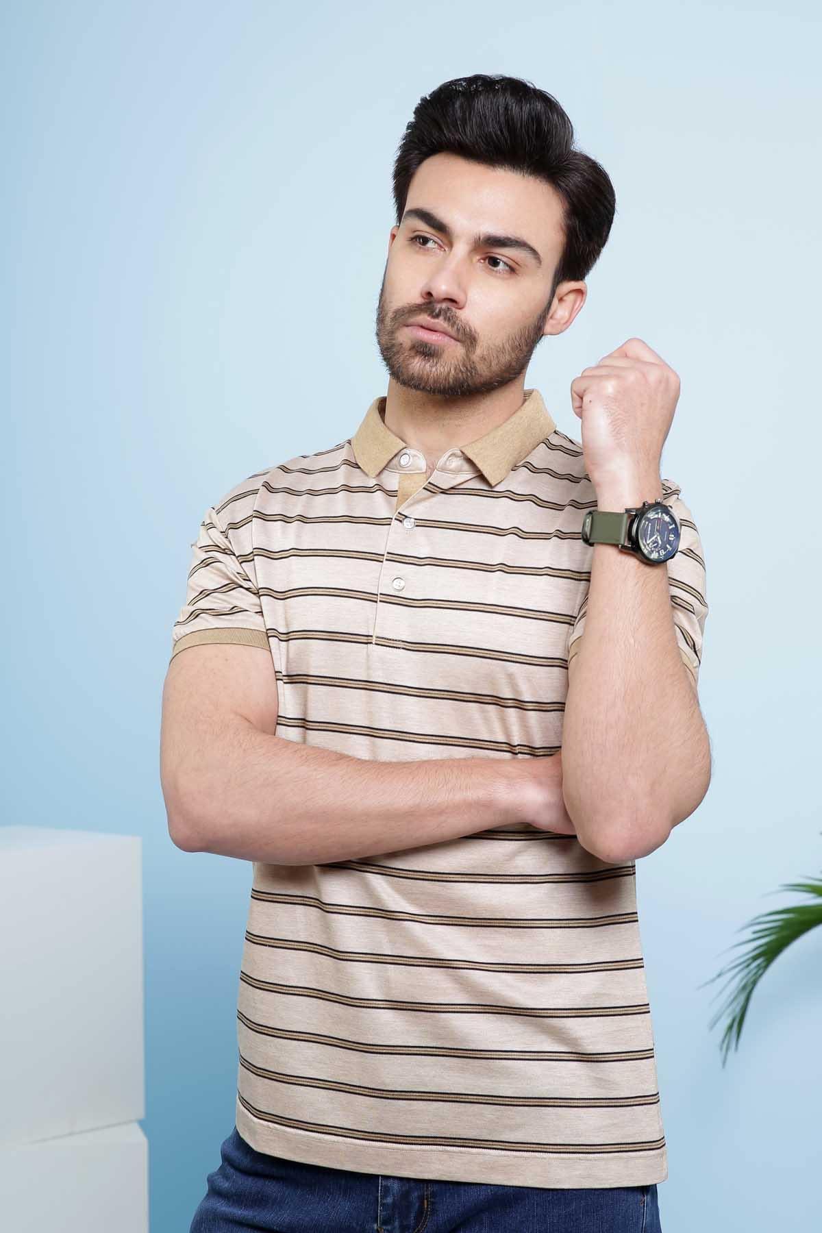 POLO SHIRT LIGHT BROWN at Charcoal Clothing