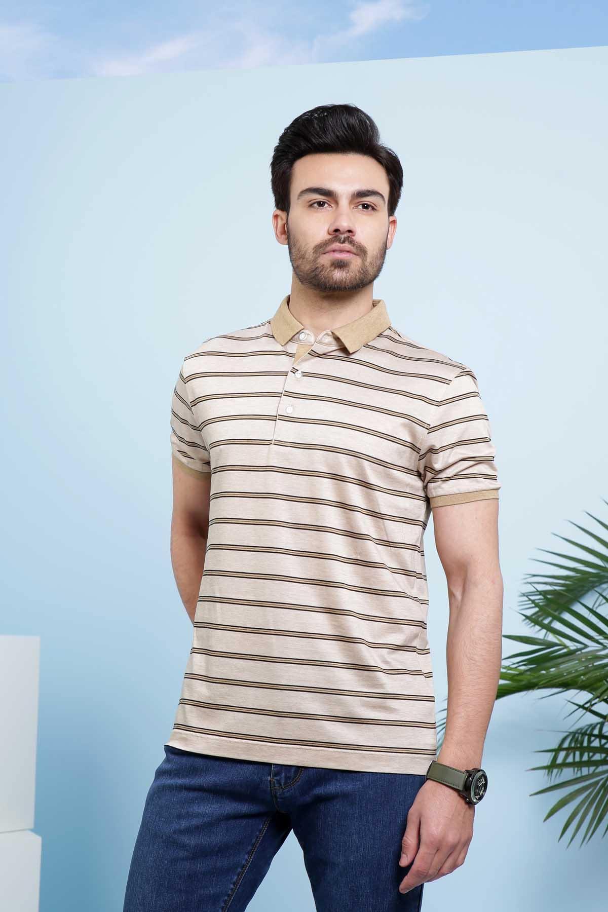 POLO SHIRT LIGHT BROWN at Charcoal Clothing