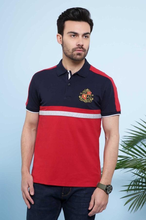 POLO SHIRT MAROON NAVY at Charcoal Clothing