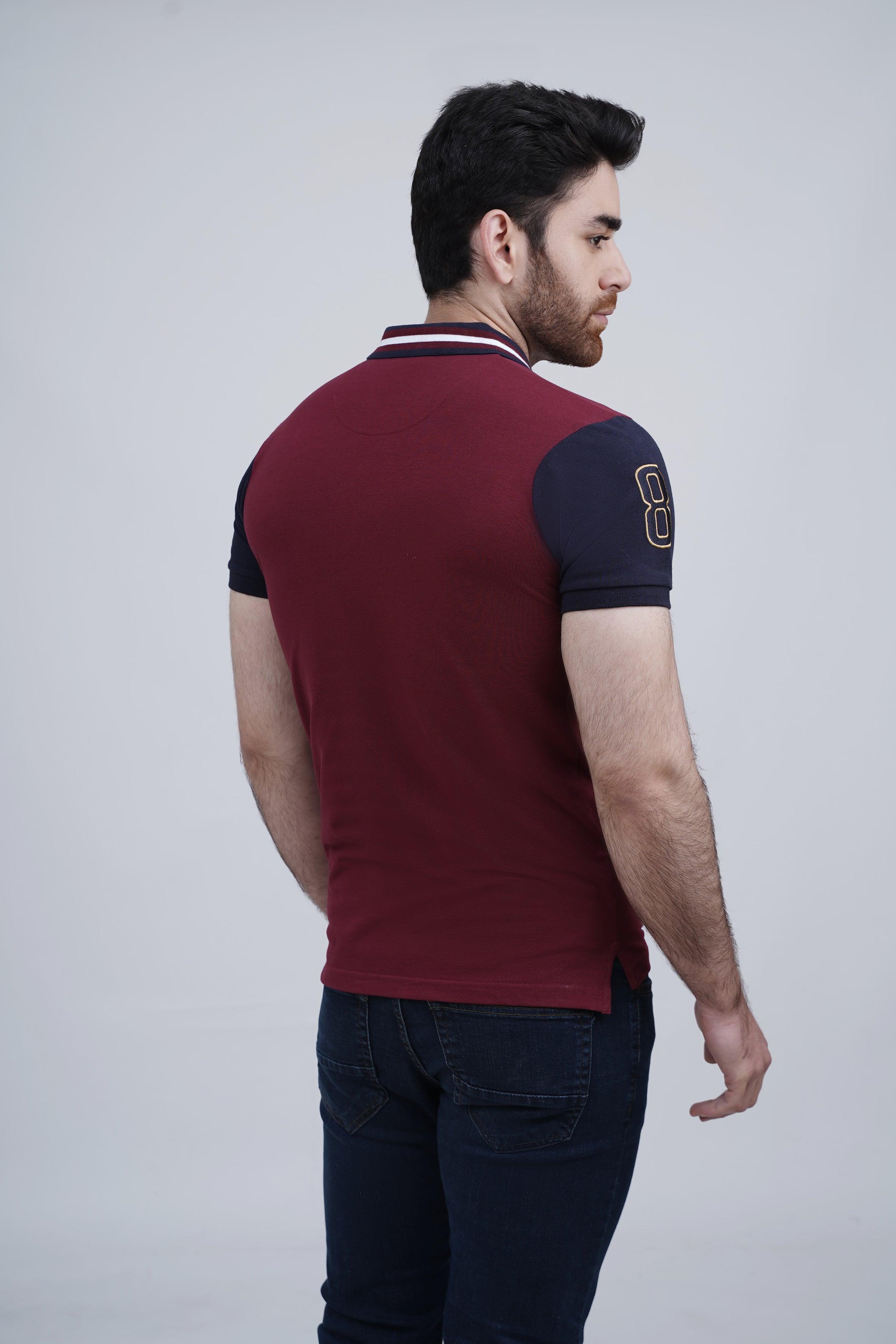 POLO SHIRT MAROON NAVY at Charcoal Clothing