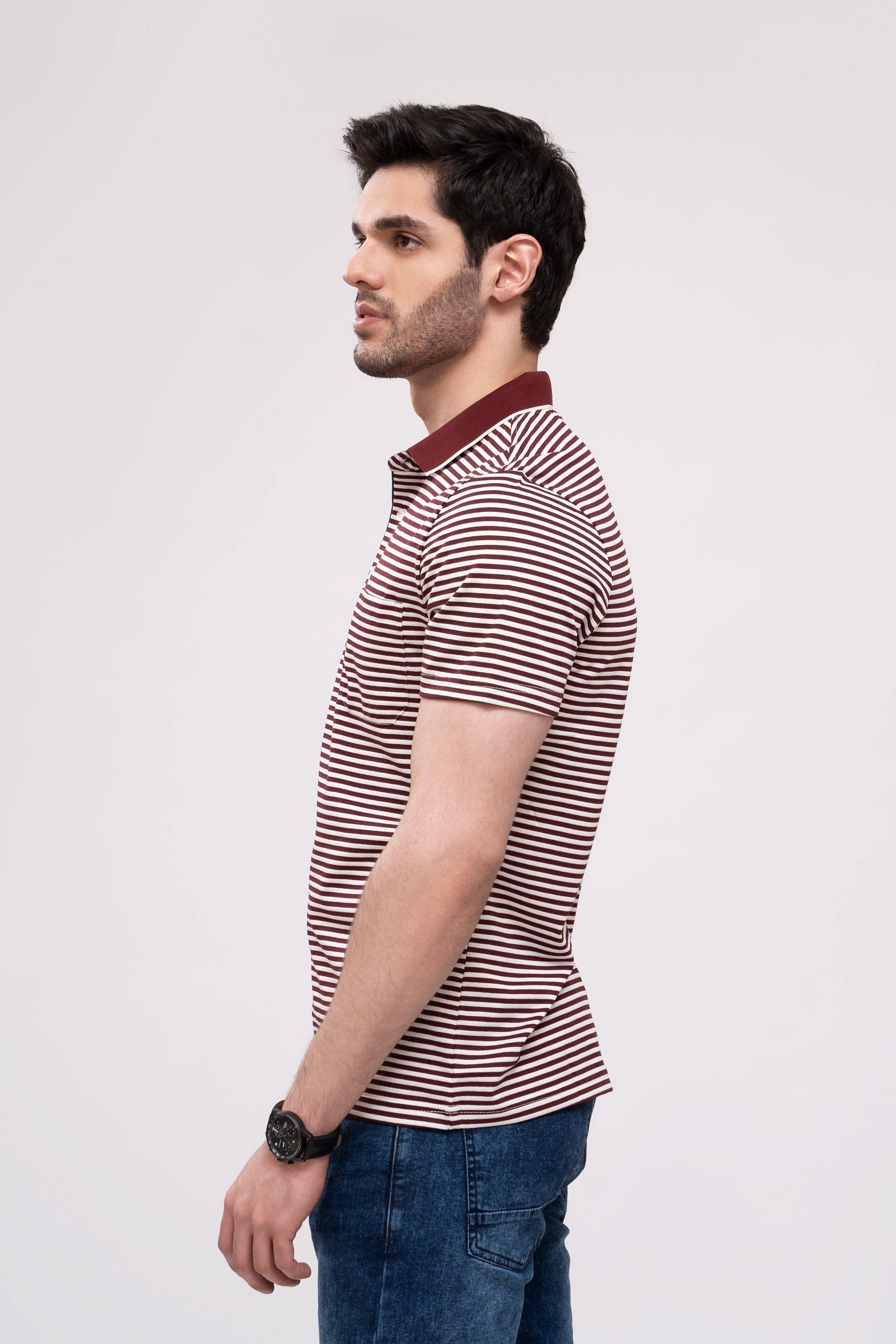 POLO SHIRT MAROON WHITE at Charcoal Clothing