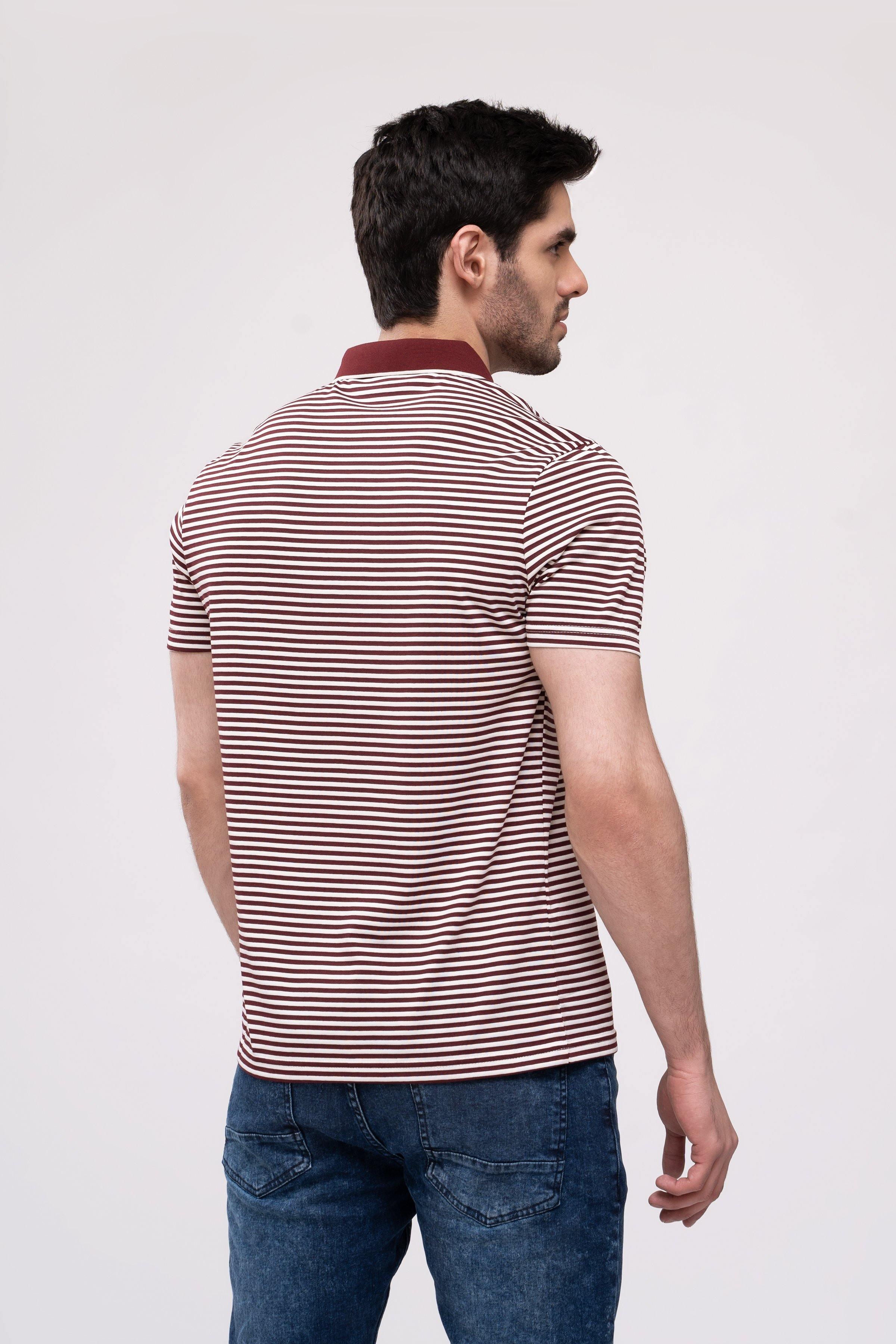 POLO SHIRT MAROON WHITE at Charcoal Clothing