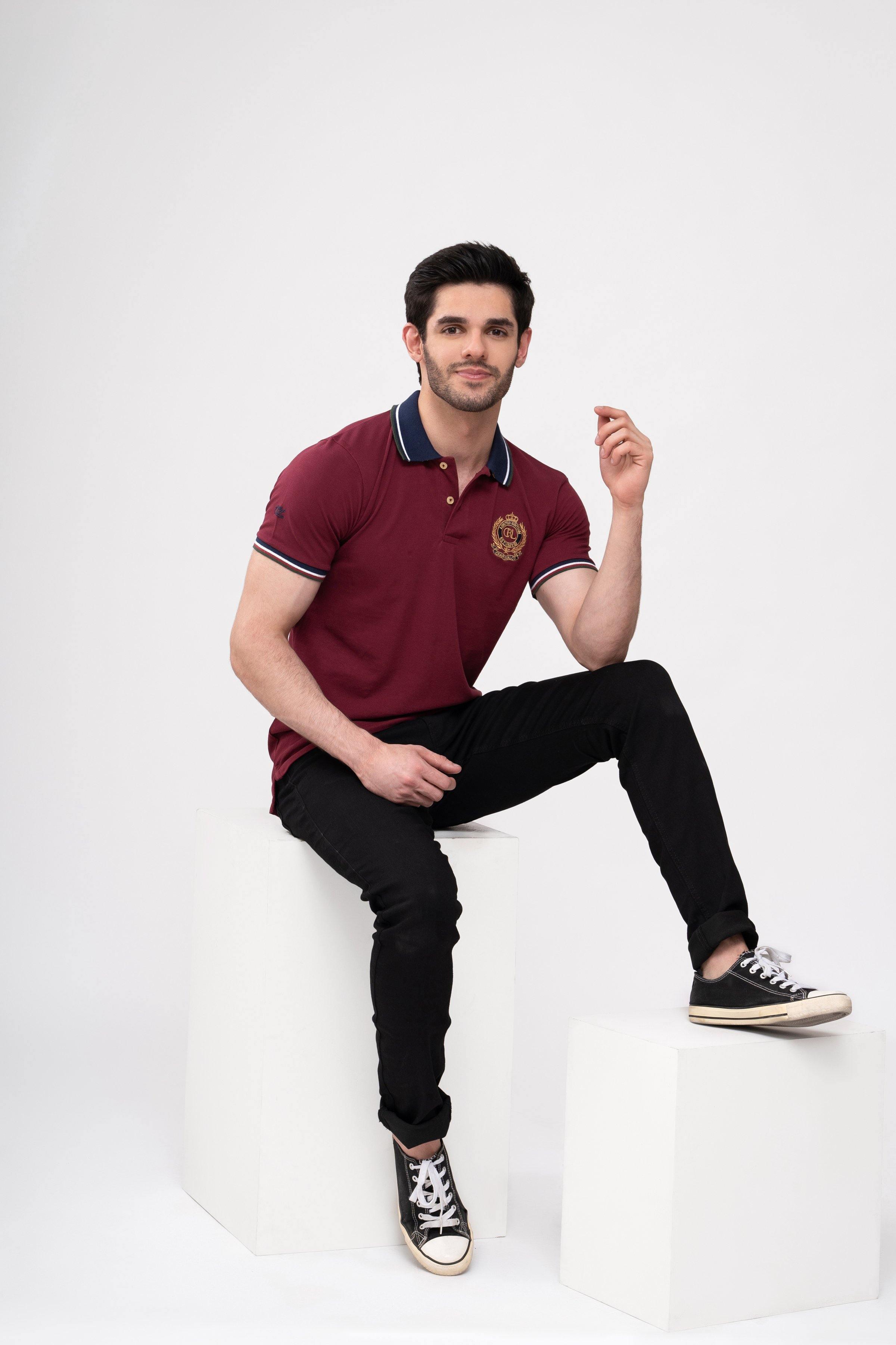 POLO SHIRT MAROON at Charcoal Clothing