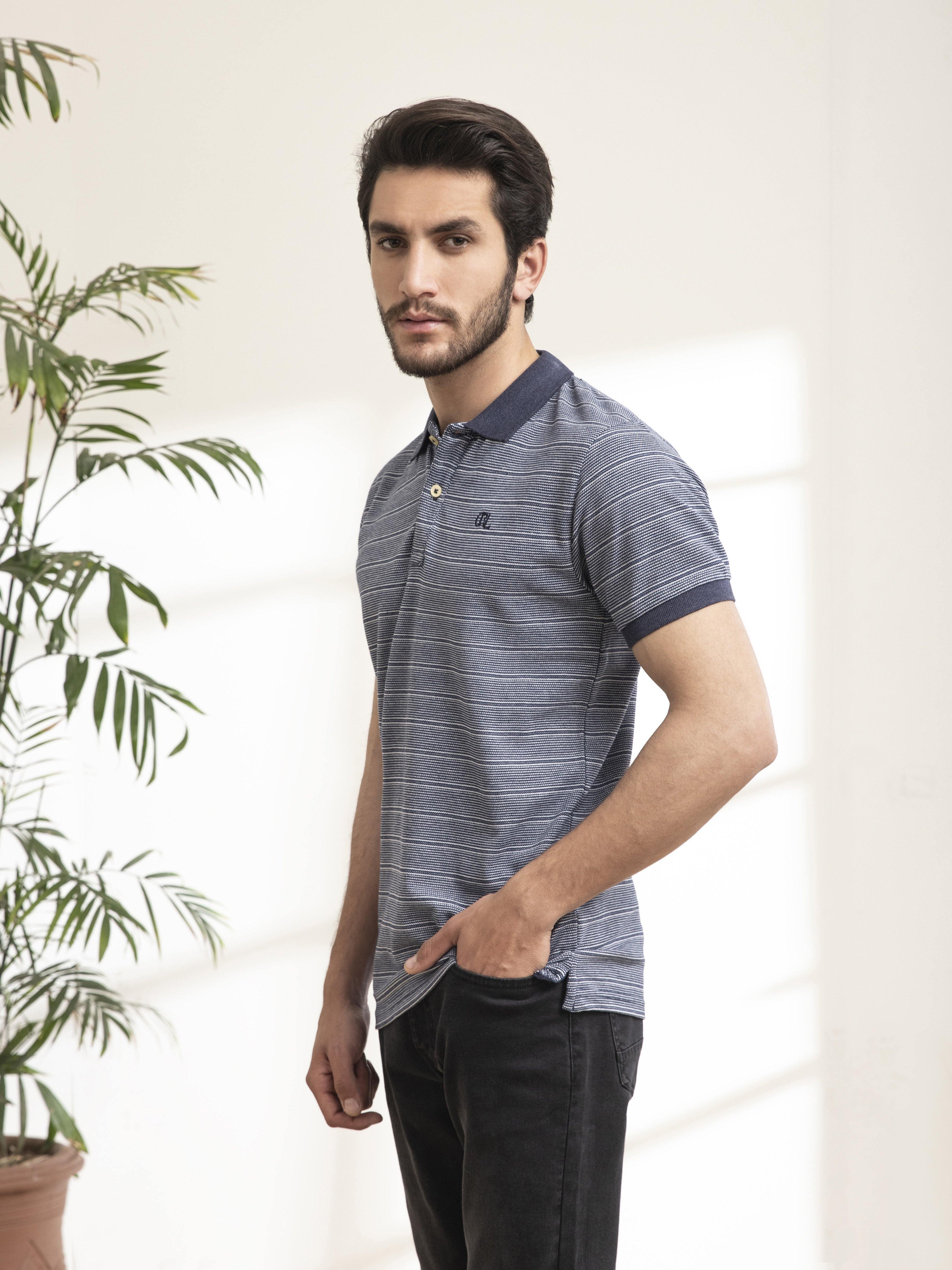 POLO SHIRT NAVY WHITE at Charcoal Clothing